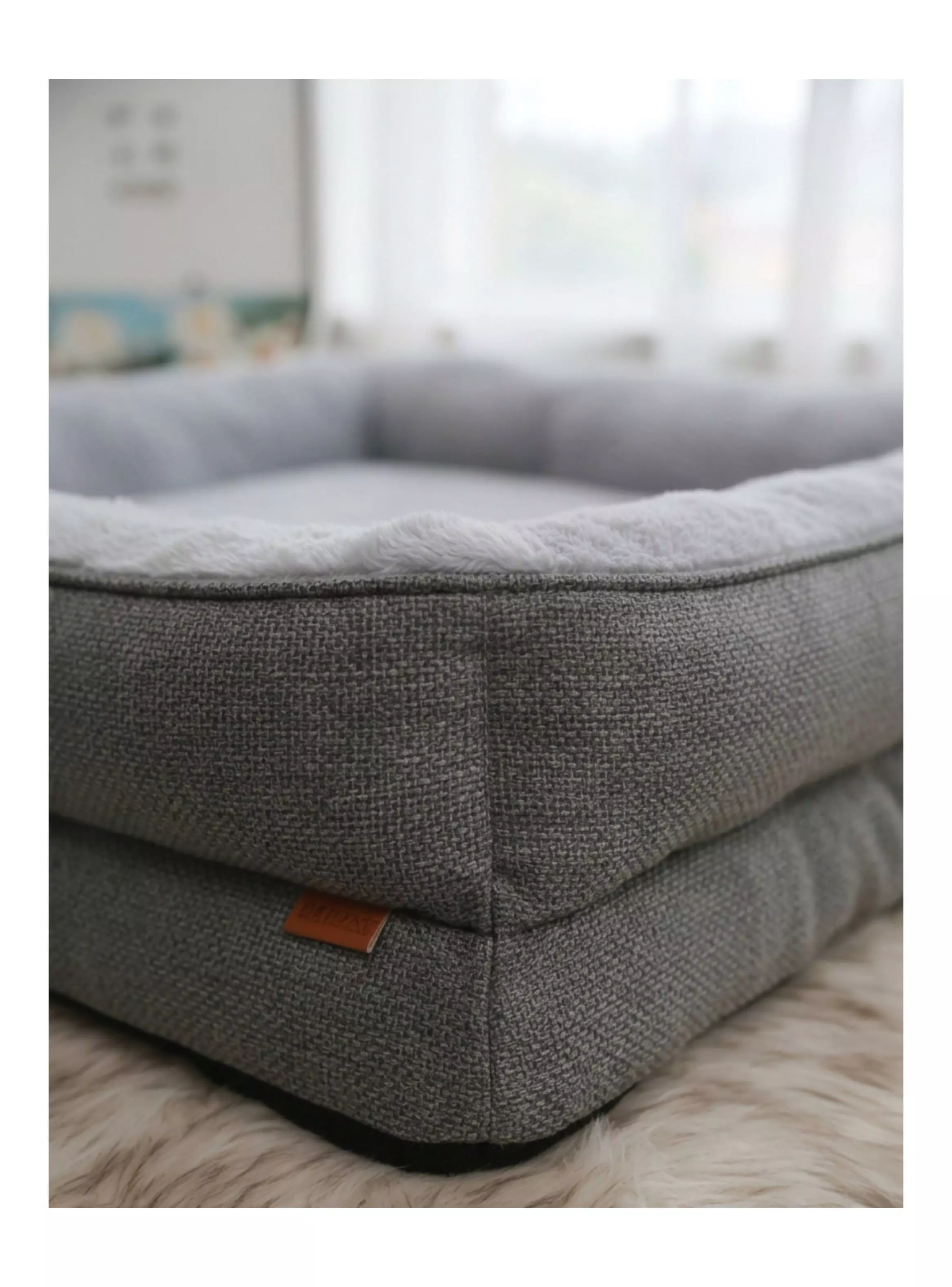  Cama Sofá Para Perro Mascotas Grande 96x71x16 Gris-3
