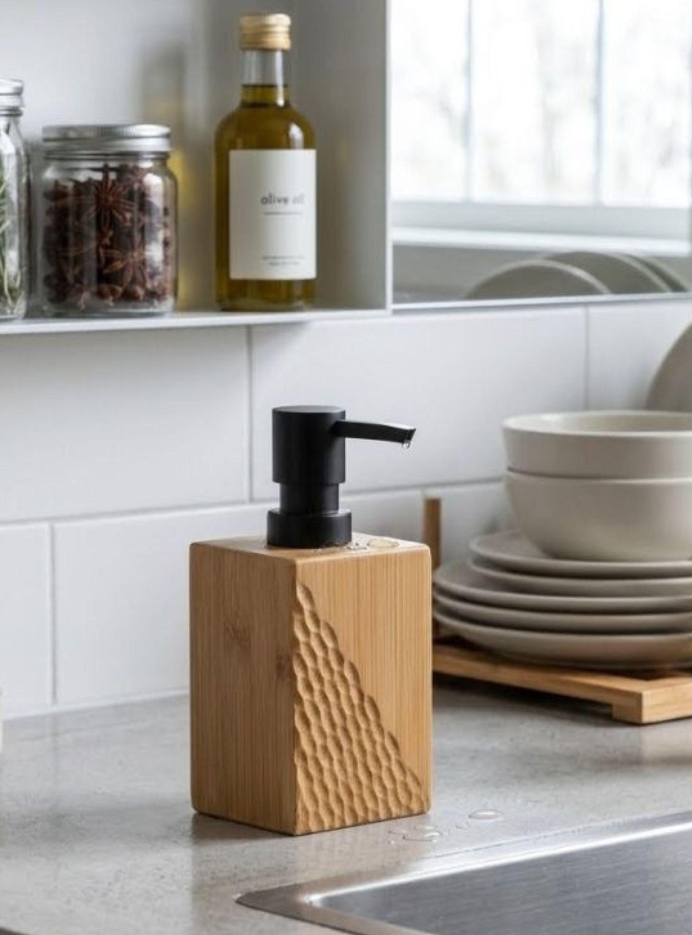 Dispensador De Jabón De Bambú Para Baño O Cocina-2