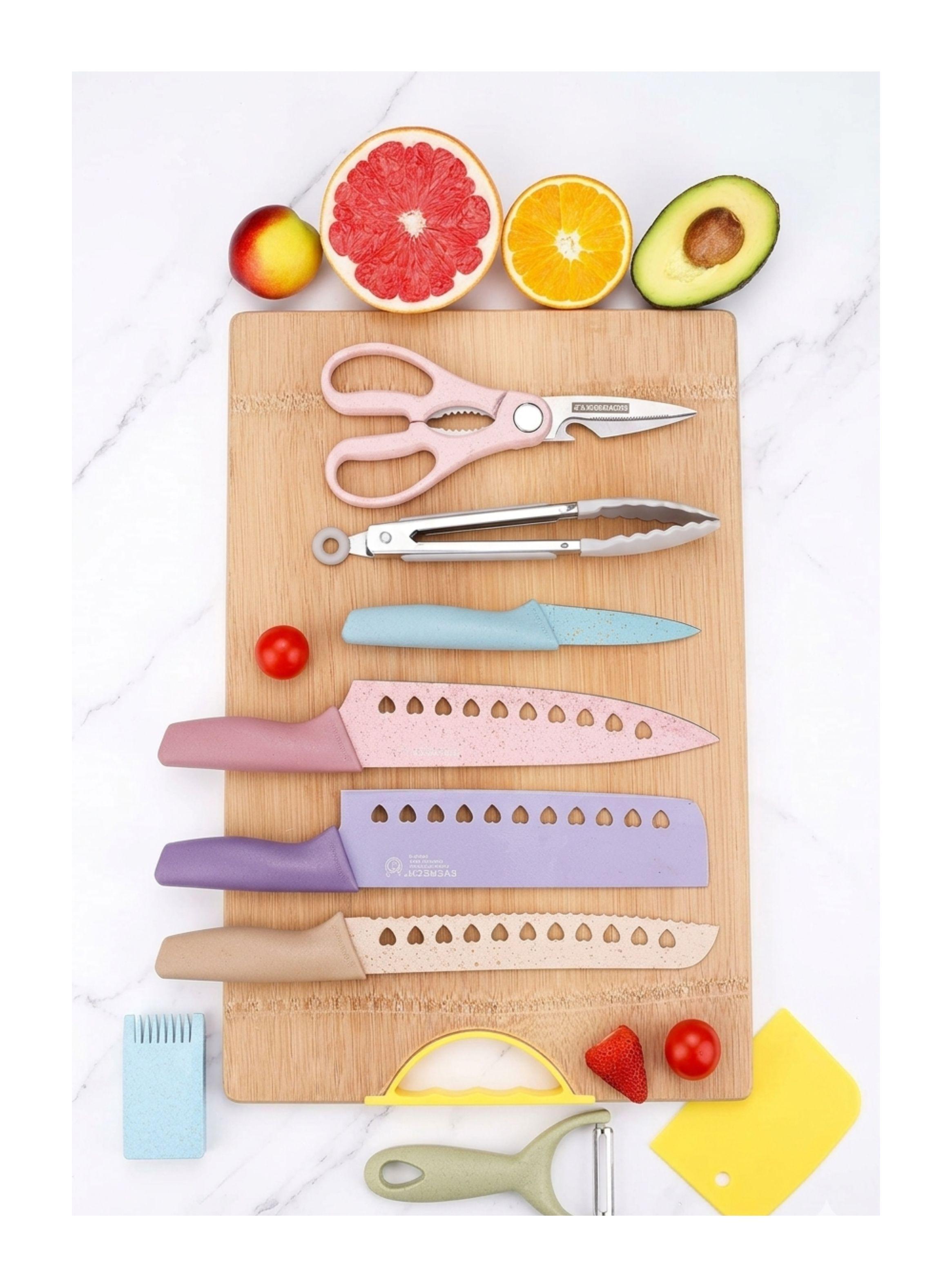 Set Cuchillos Cocina Evdrtverh 8 Piezas Antiadherente Pastel-3