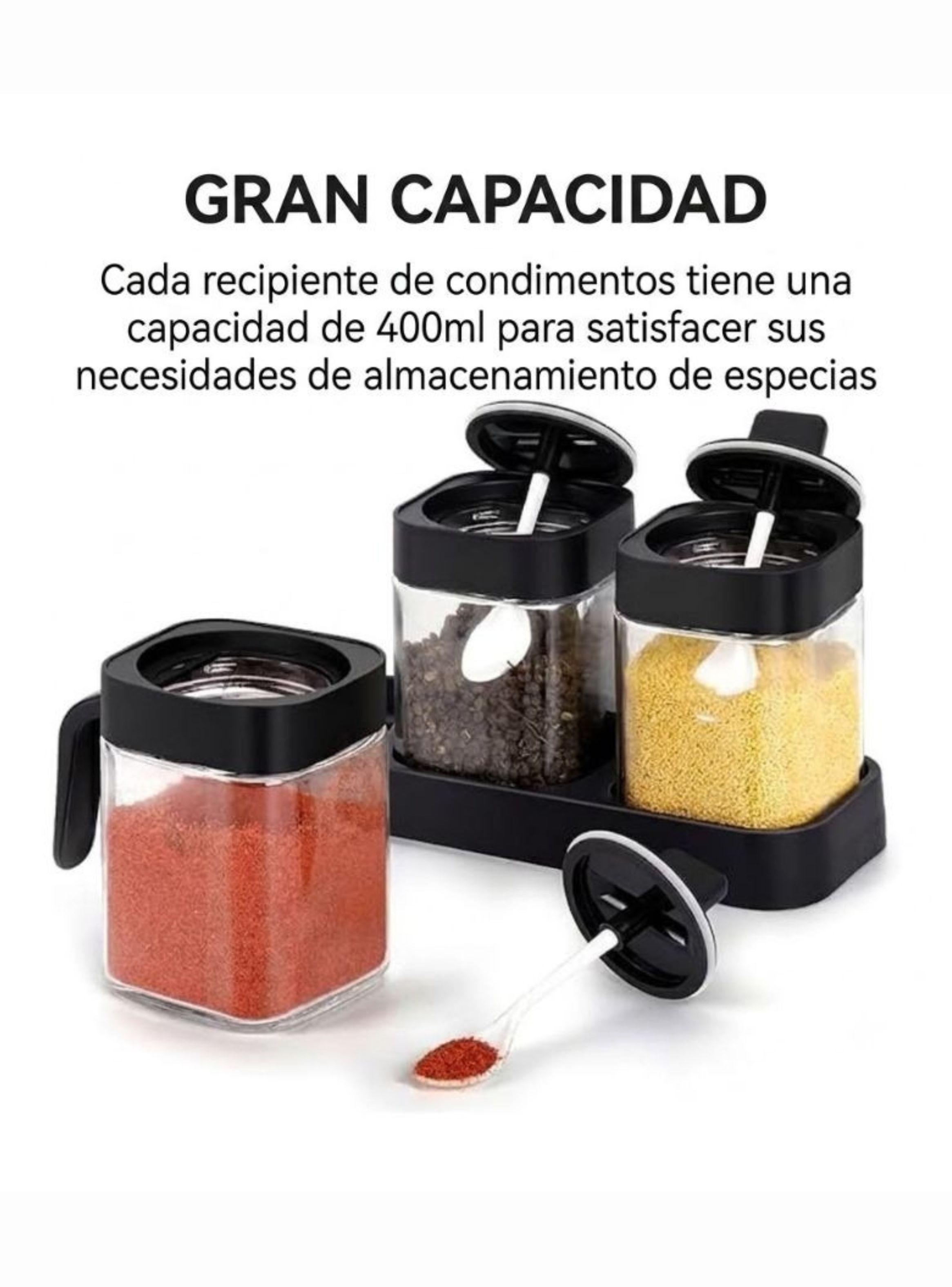 Set 3 Especieros Condimenteros De Vidrio para Cocina-3
