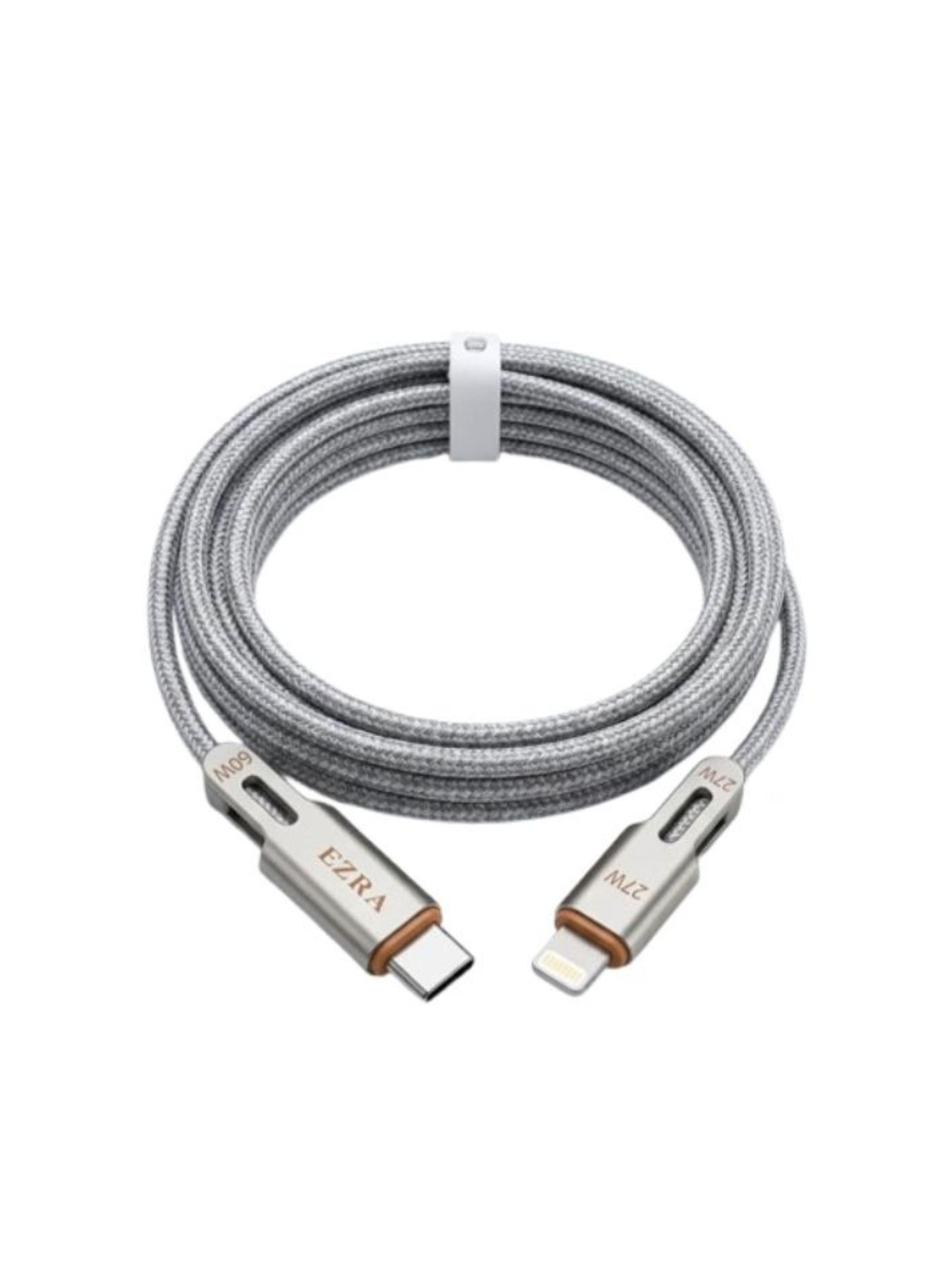 Cable 2en1 USB-C Lightning EZRA 60W Carga Rápida Trenzado 1.2M-0