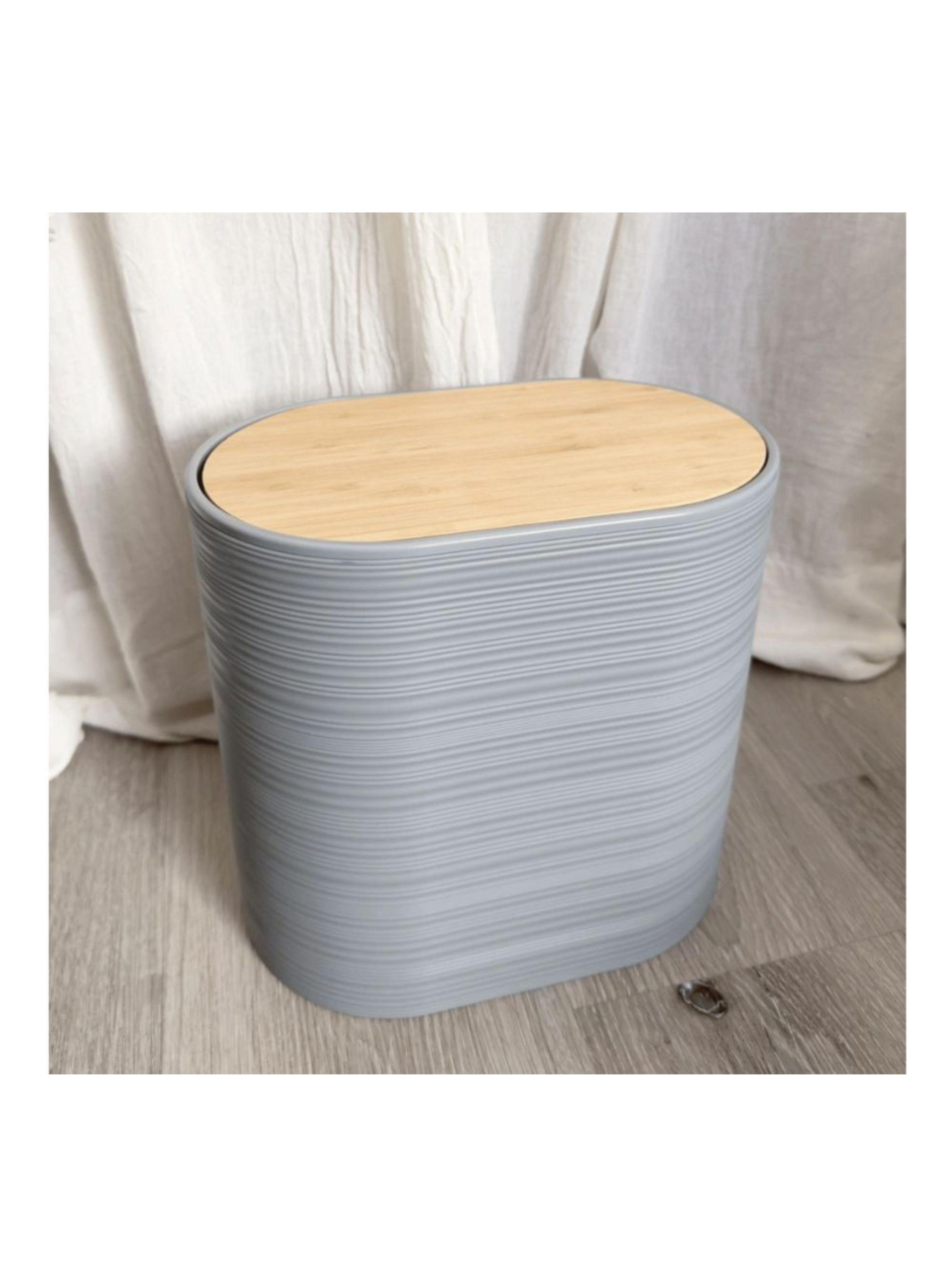 Cesto de Basura Papelera Oval Gris 24x25.5 cm-1