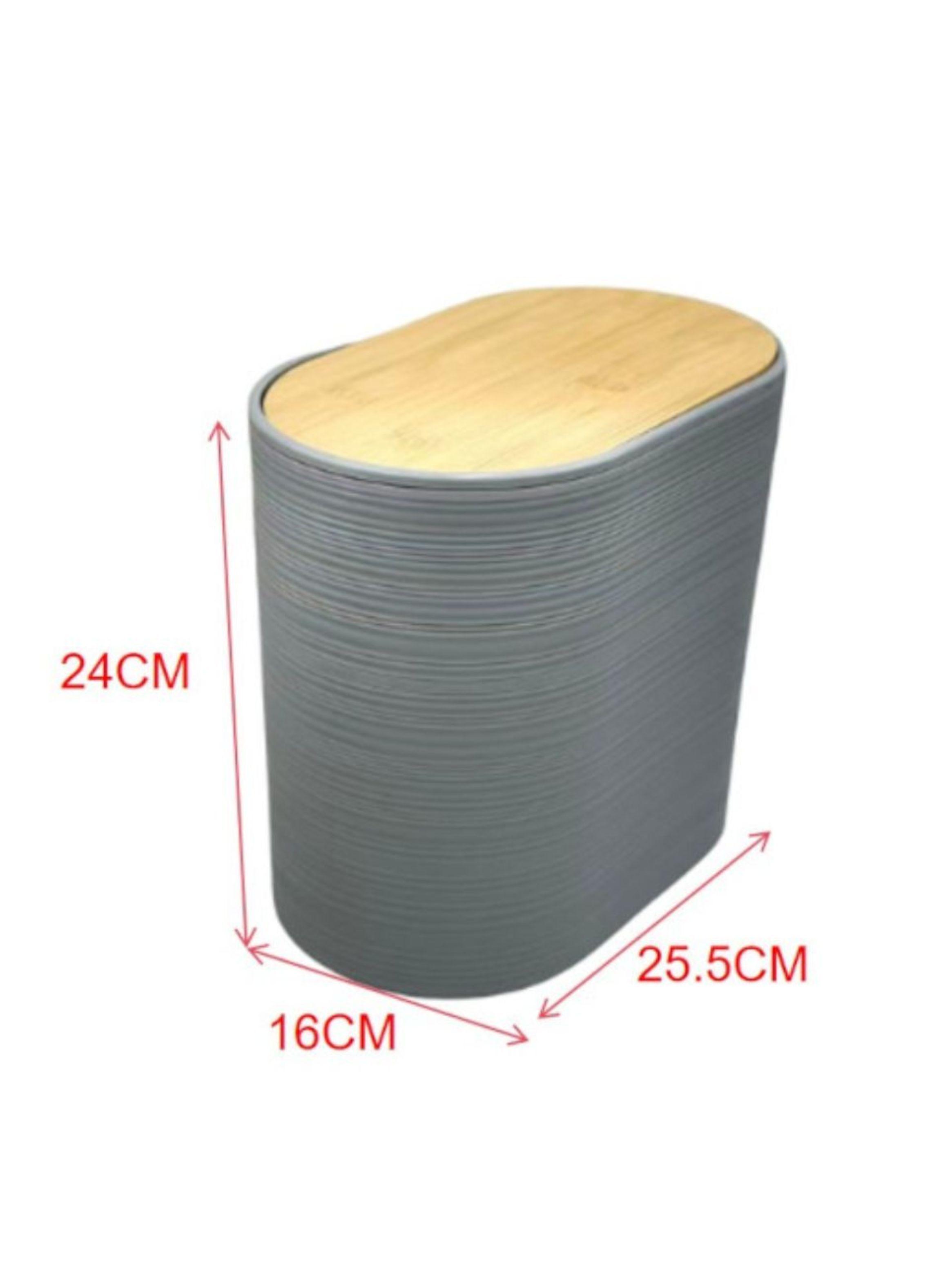 Cesto de Basura Papelera Oval Gris 24x25.5 cm-2