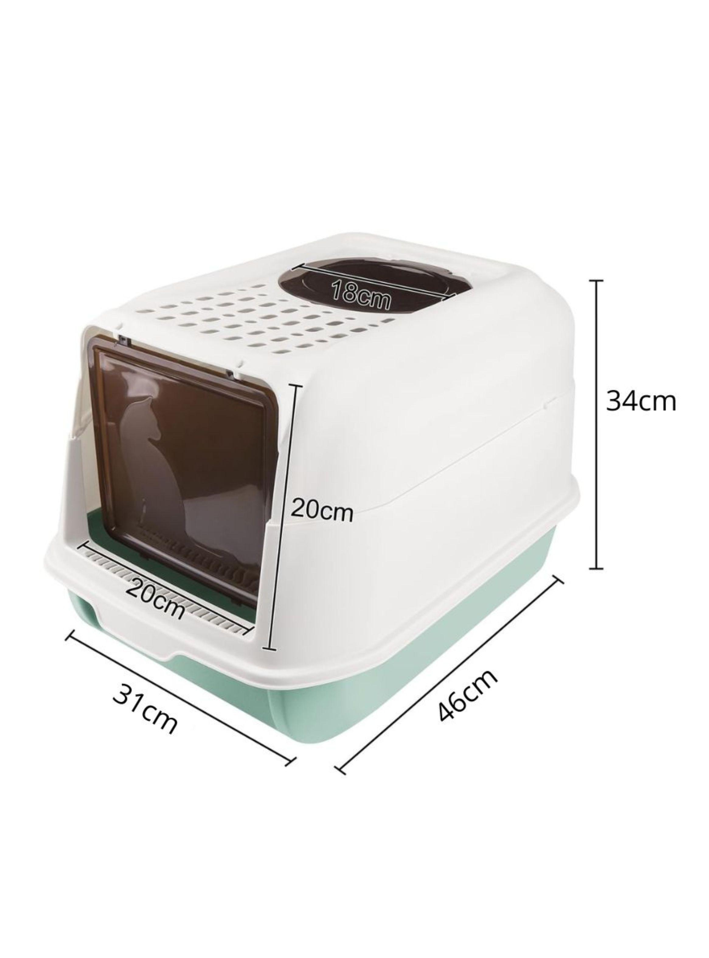 Arenero Para Gatos Baño Cerrado Antisalpicaduras Con Pala Celeste-3