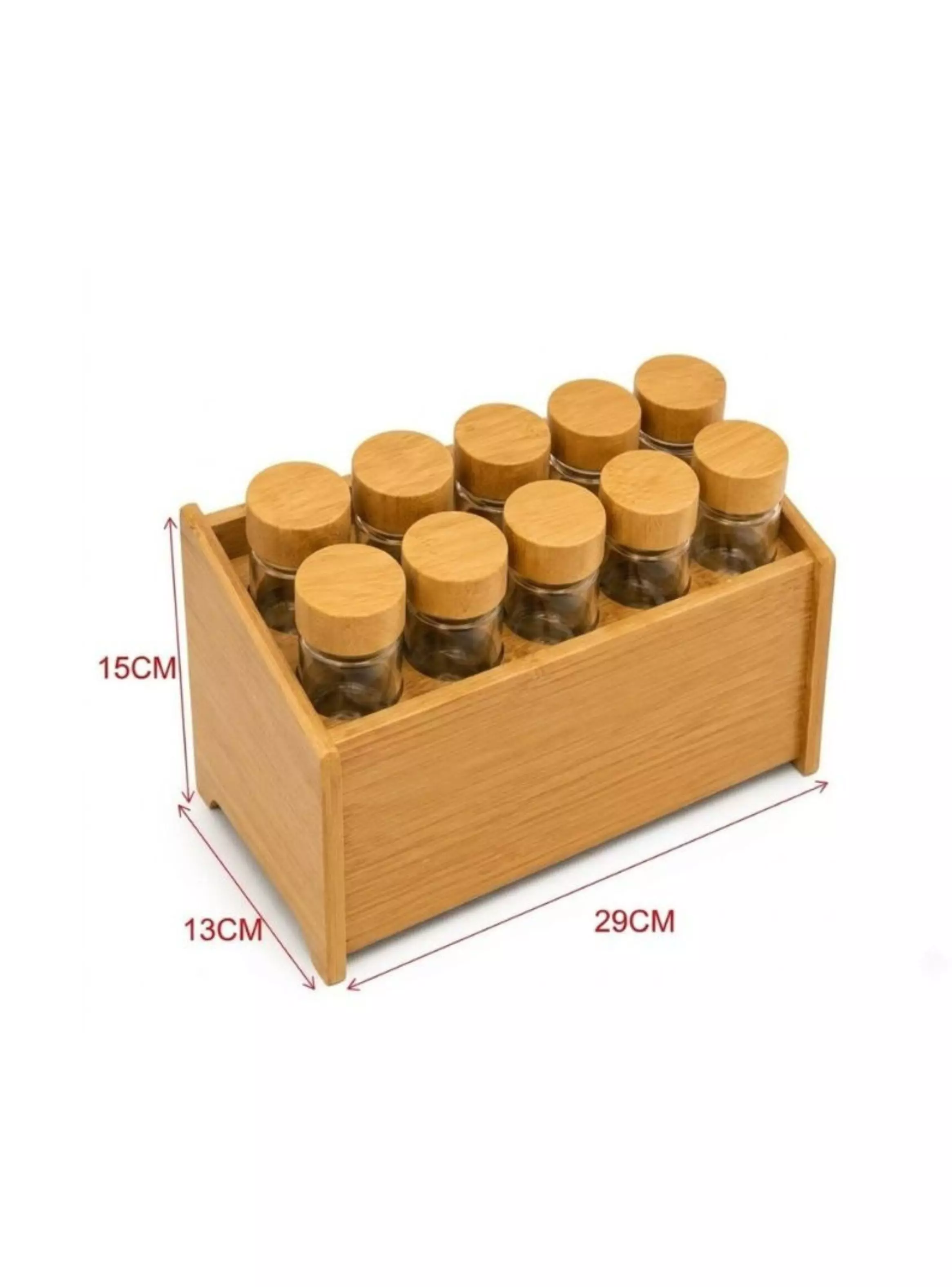 Organizador Especias Bambú 10 Frascos Cocina-1