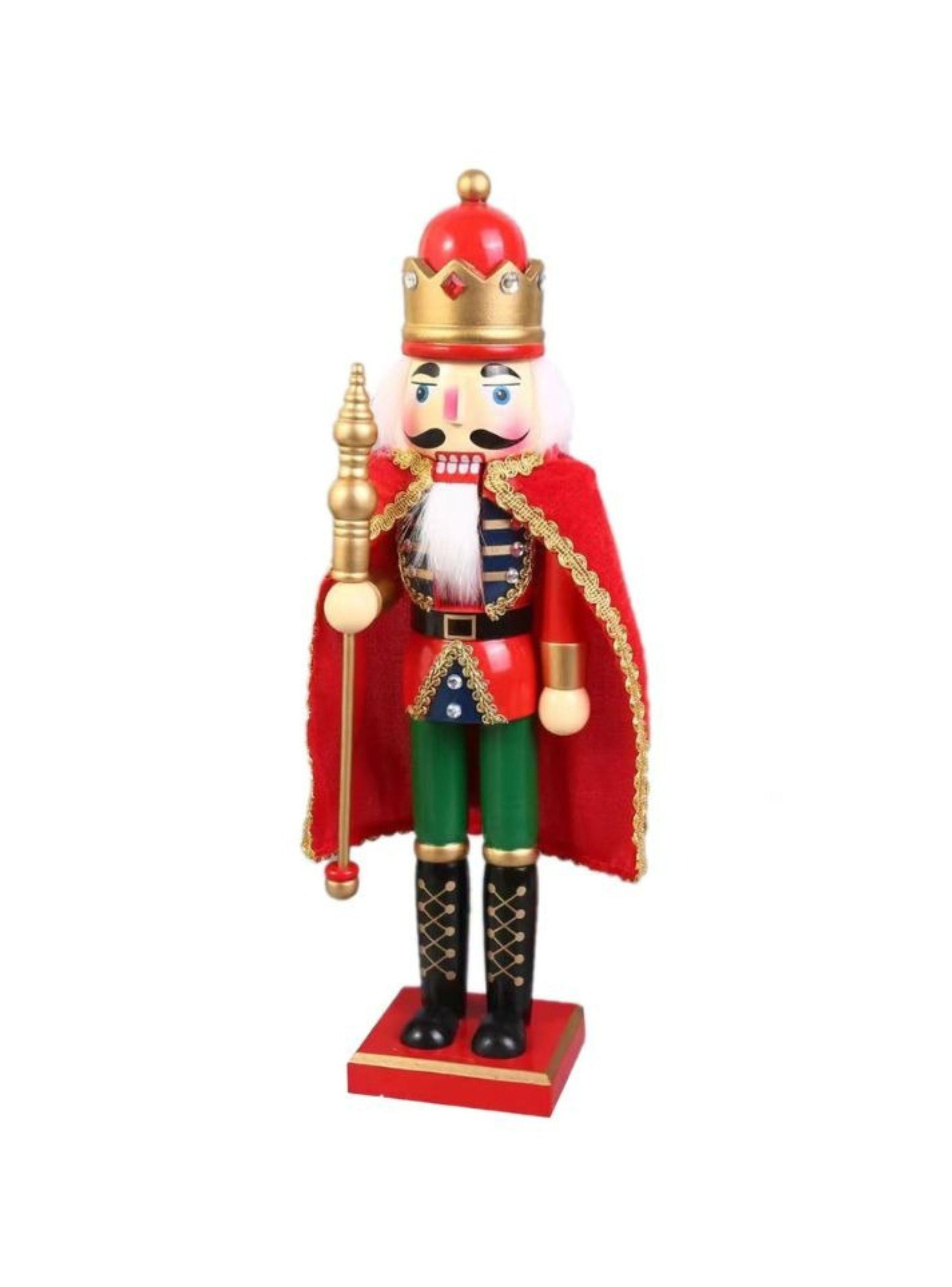 Cascanueces De Madera Navideño Rey Con Capa 39cm-0