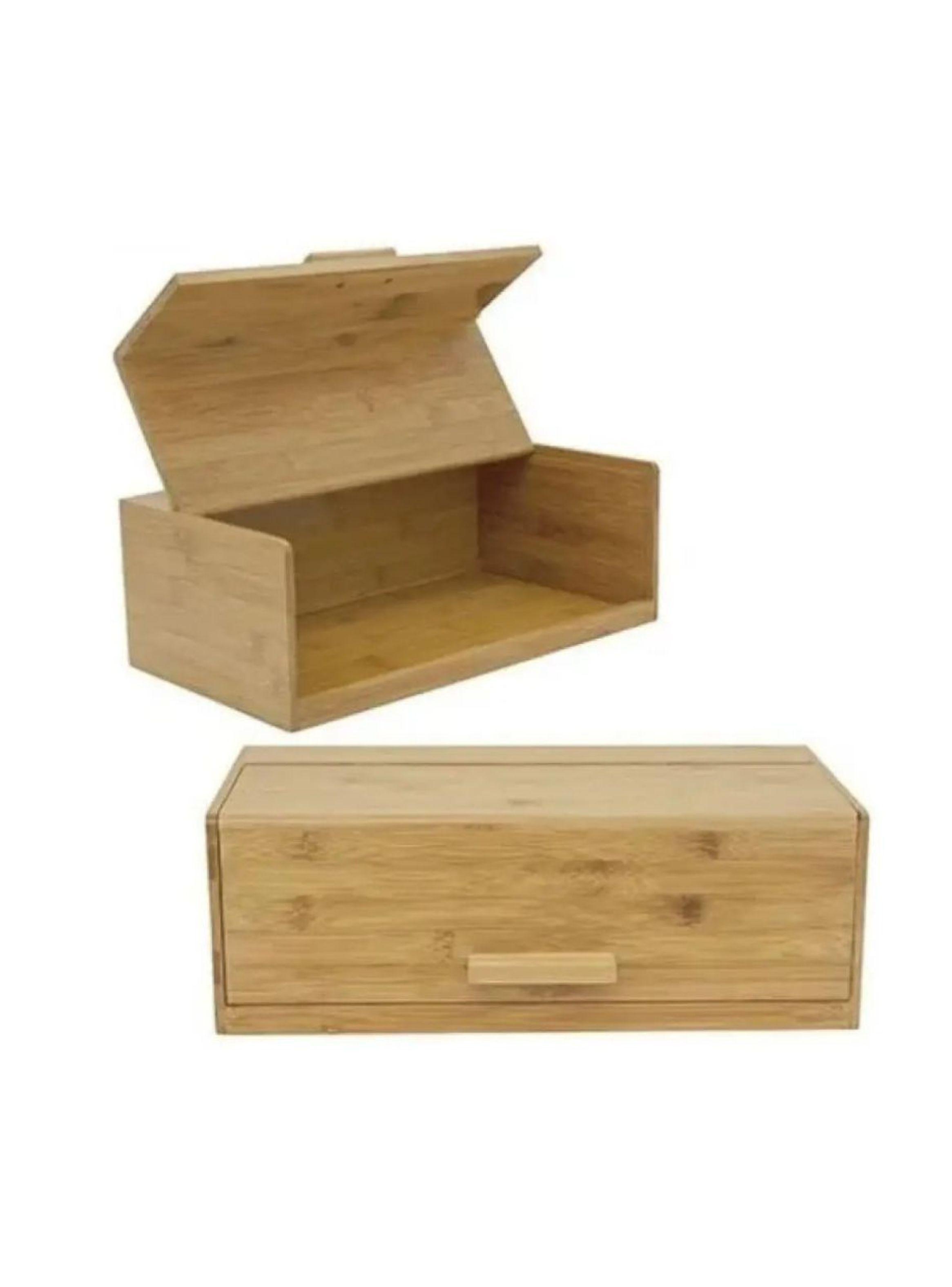 Panera De Bambú Con Tapa Caja Organizadora De Pan 40x23cm-3