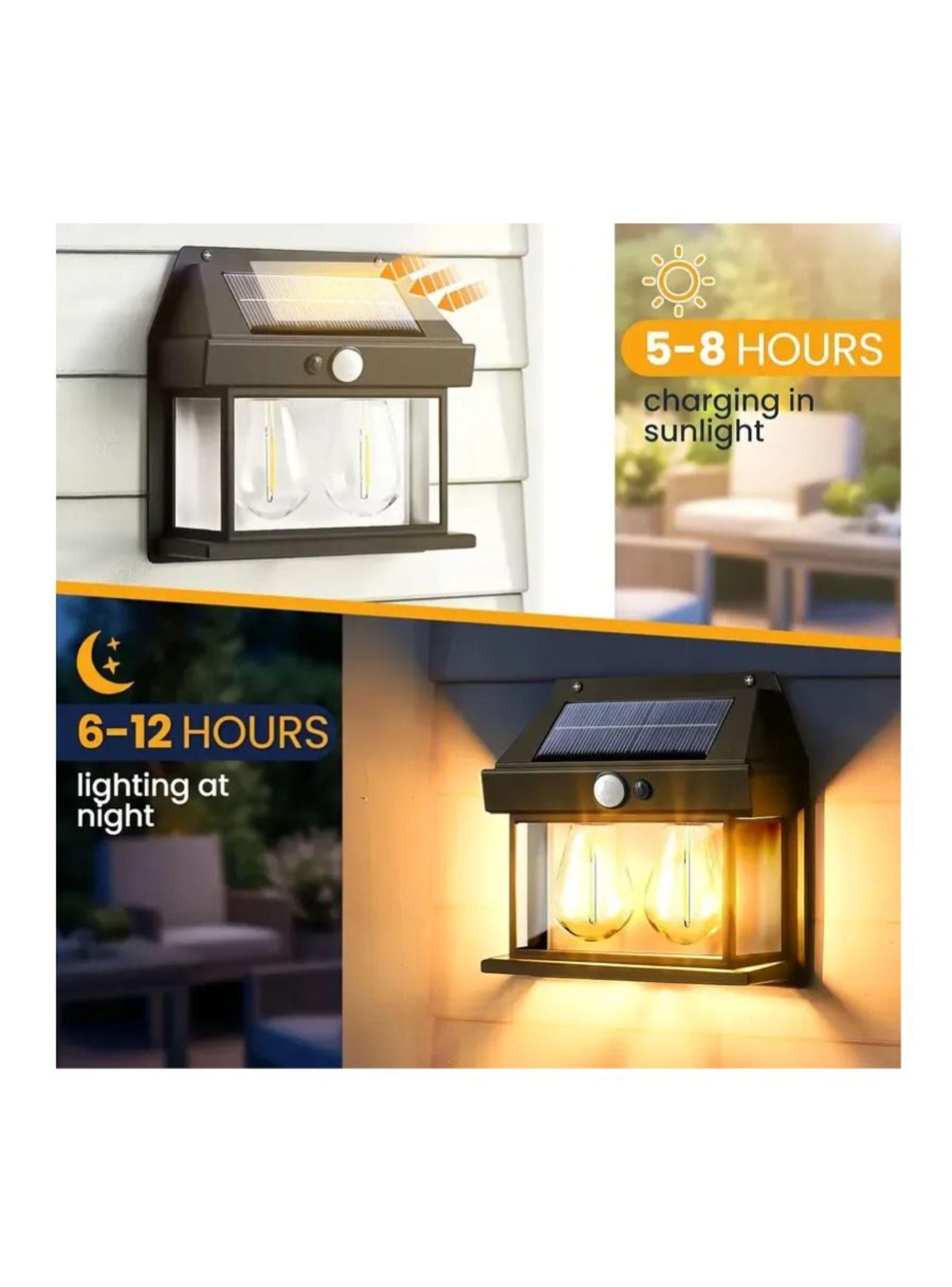 Lámpara Solar Led  De 2 Focos Con Sensor-3