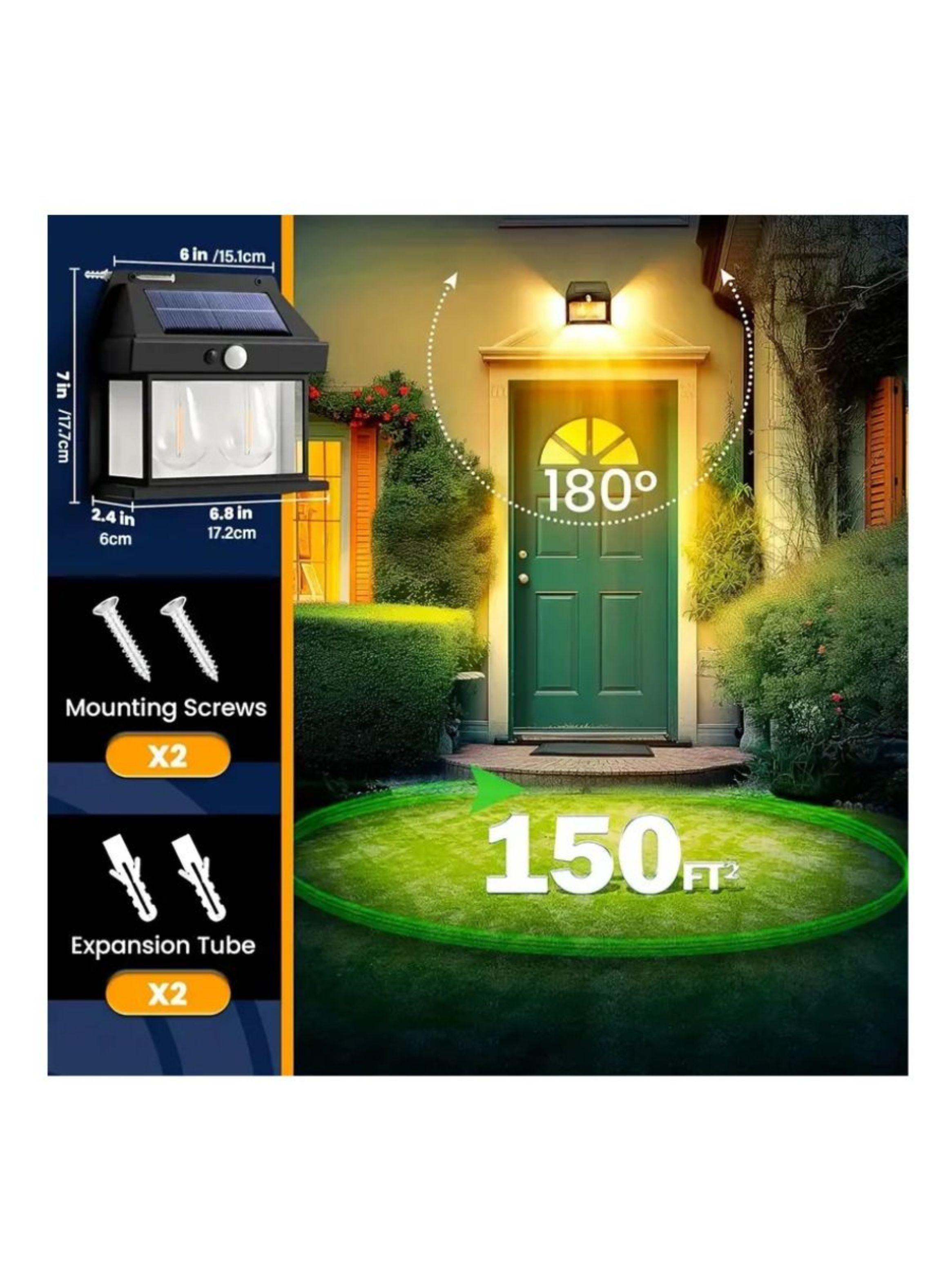 Lámpara Solar Led  De 2 Focos Con Sensor-5