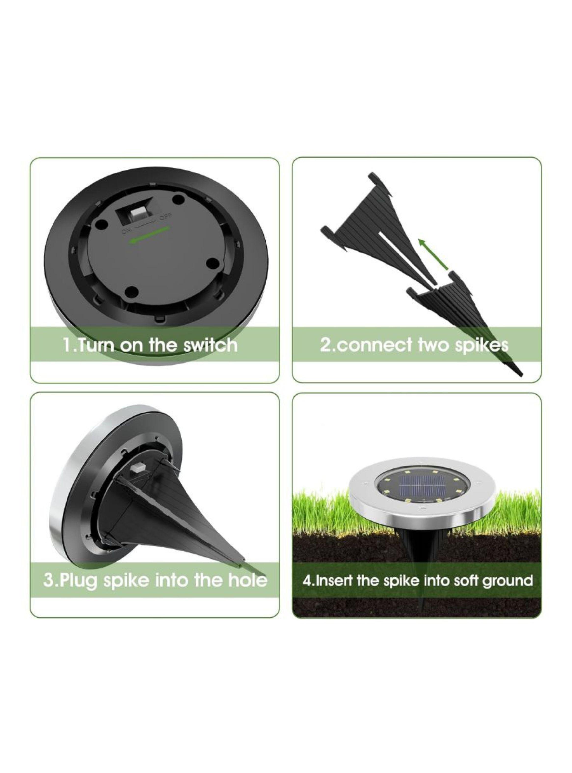 Pack 4 Focos Luces Jardín Solares LED Para Exteriores Estacas-3