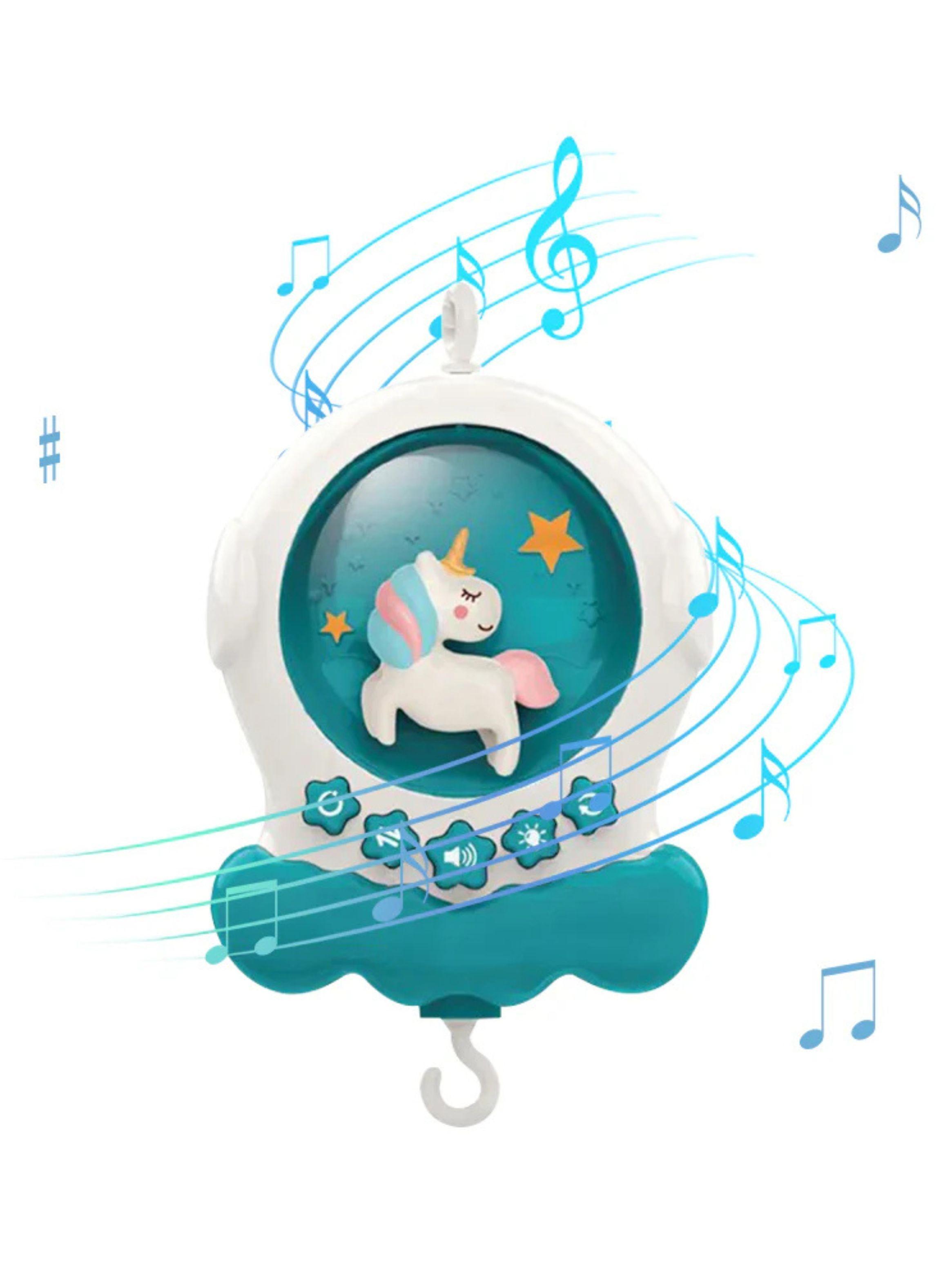 Móvil Musical Para Cuna Bebe Unicornio Proyector Luz Giro-4