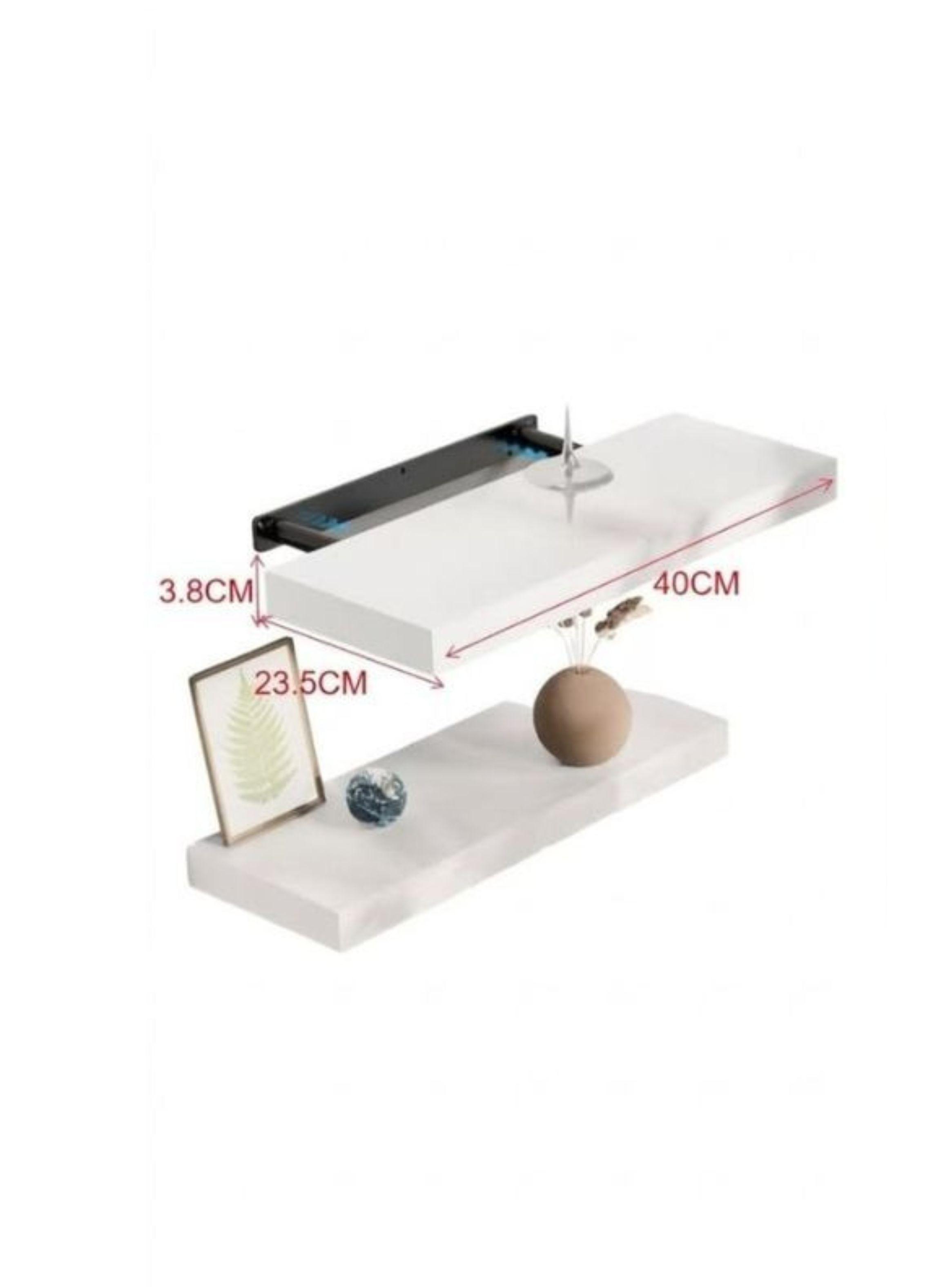 Repisa Flotante Minimalista Madera Blanca Organizador 40cm-1