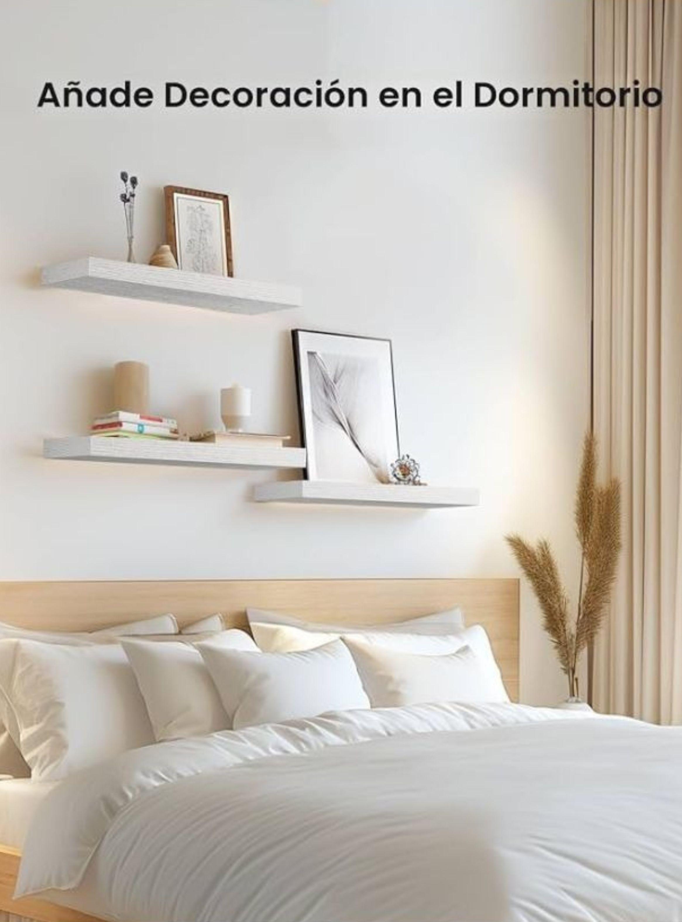 Repisa Flotante Minimalista Madera Blanca Organizador 40cm-2