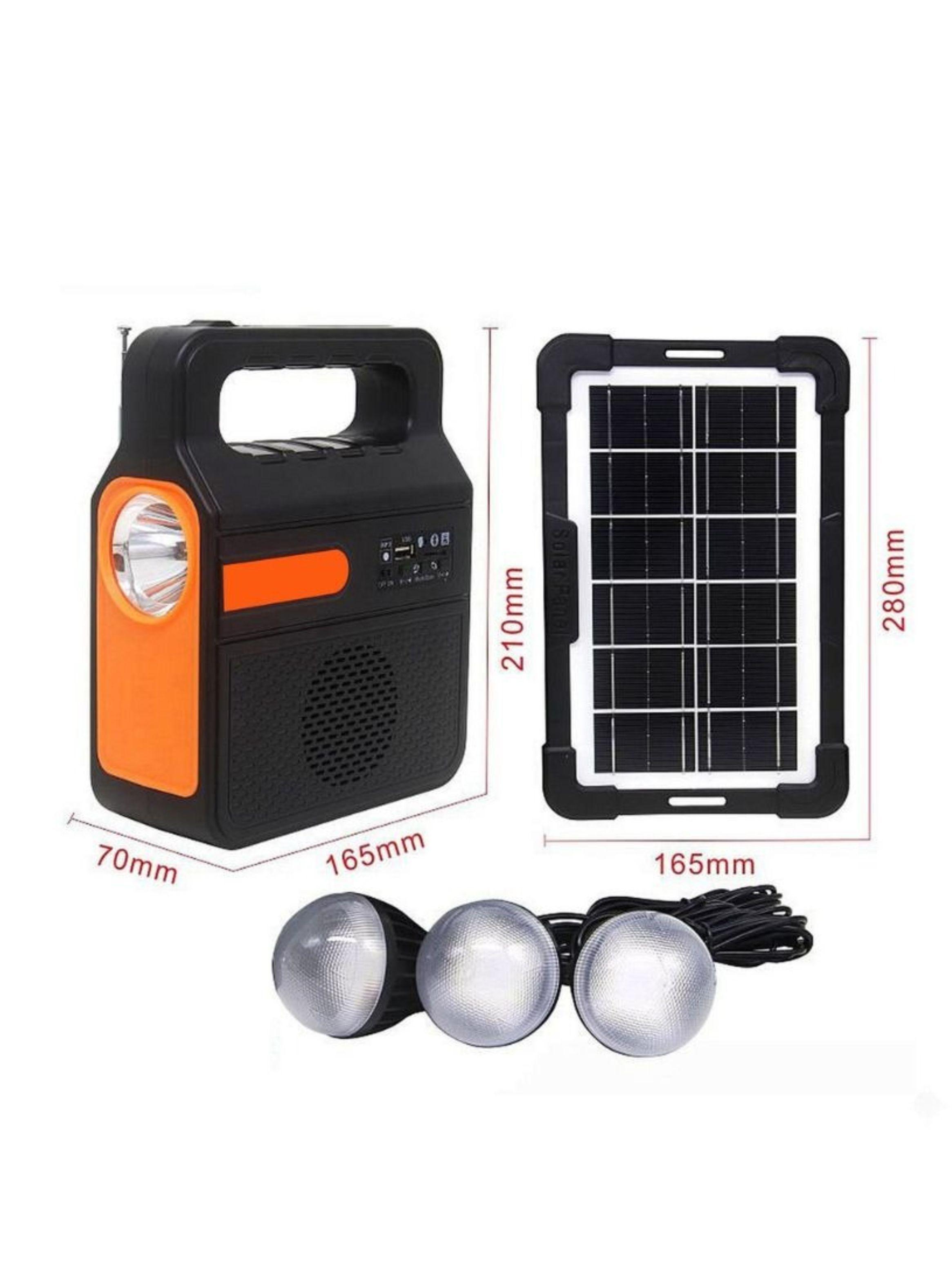 Kit Iluminación Solar Portátil Radio Bluetooth 3 Focos-3