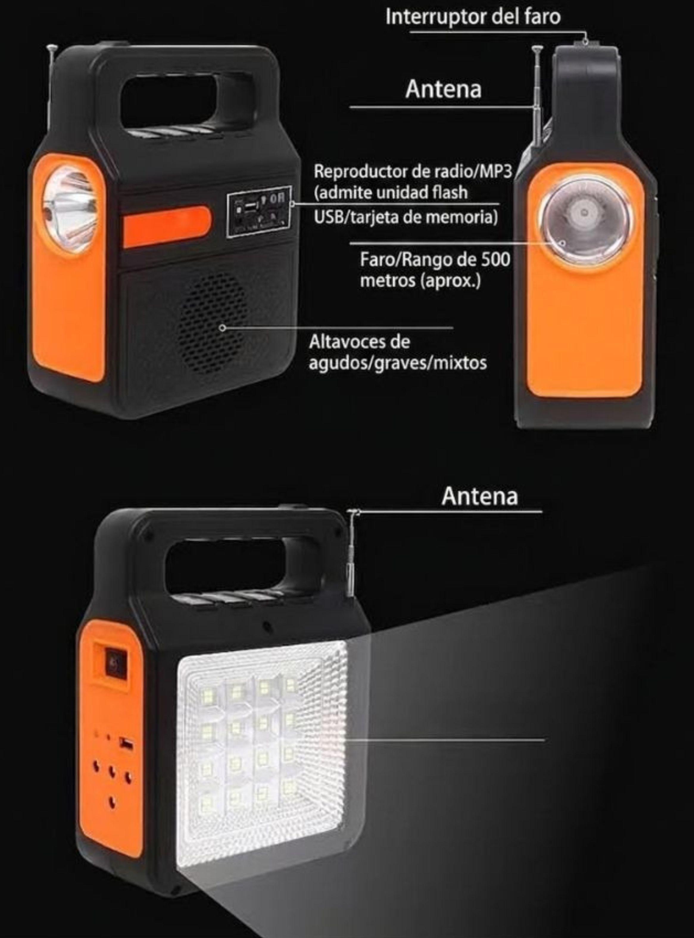 Kit Iluminación Solar Portátil Radio Bluetooth 3 Focos-4