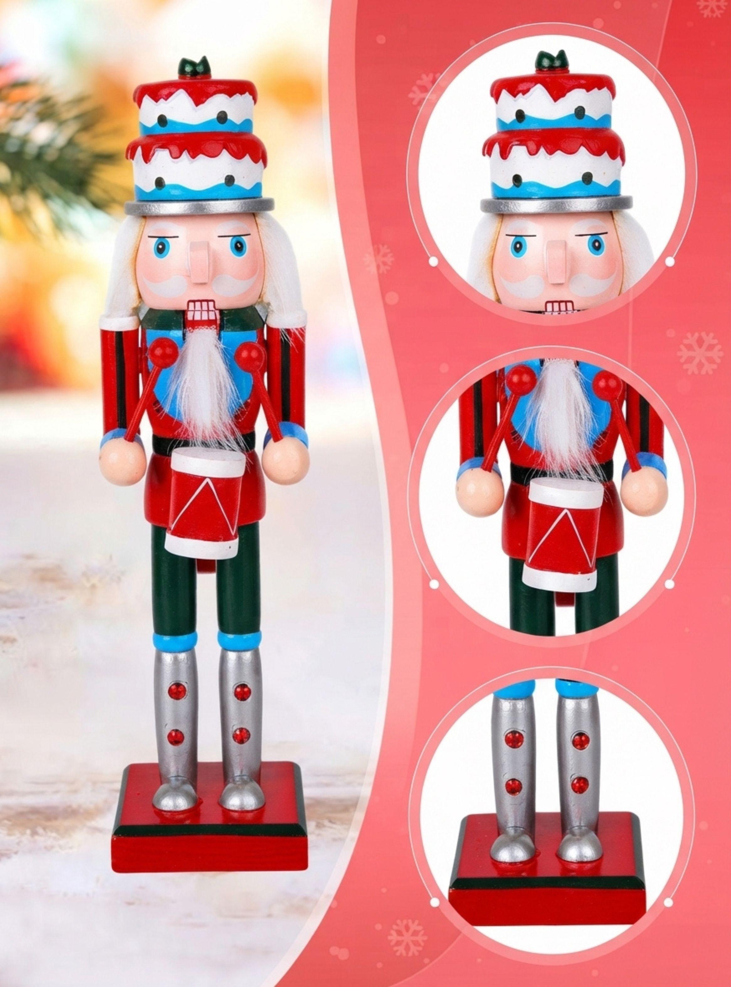 Cascanueces Navideño De Madera Sombrero De Pastel 25cm-3