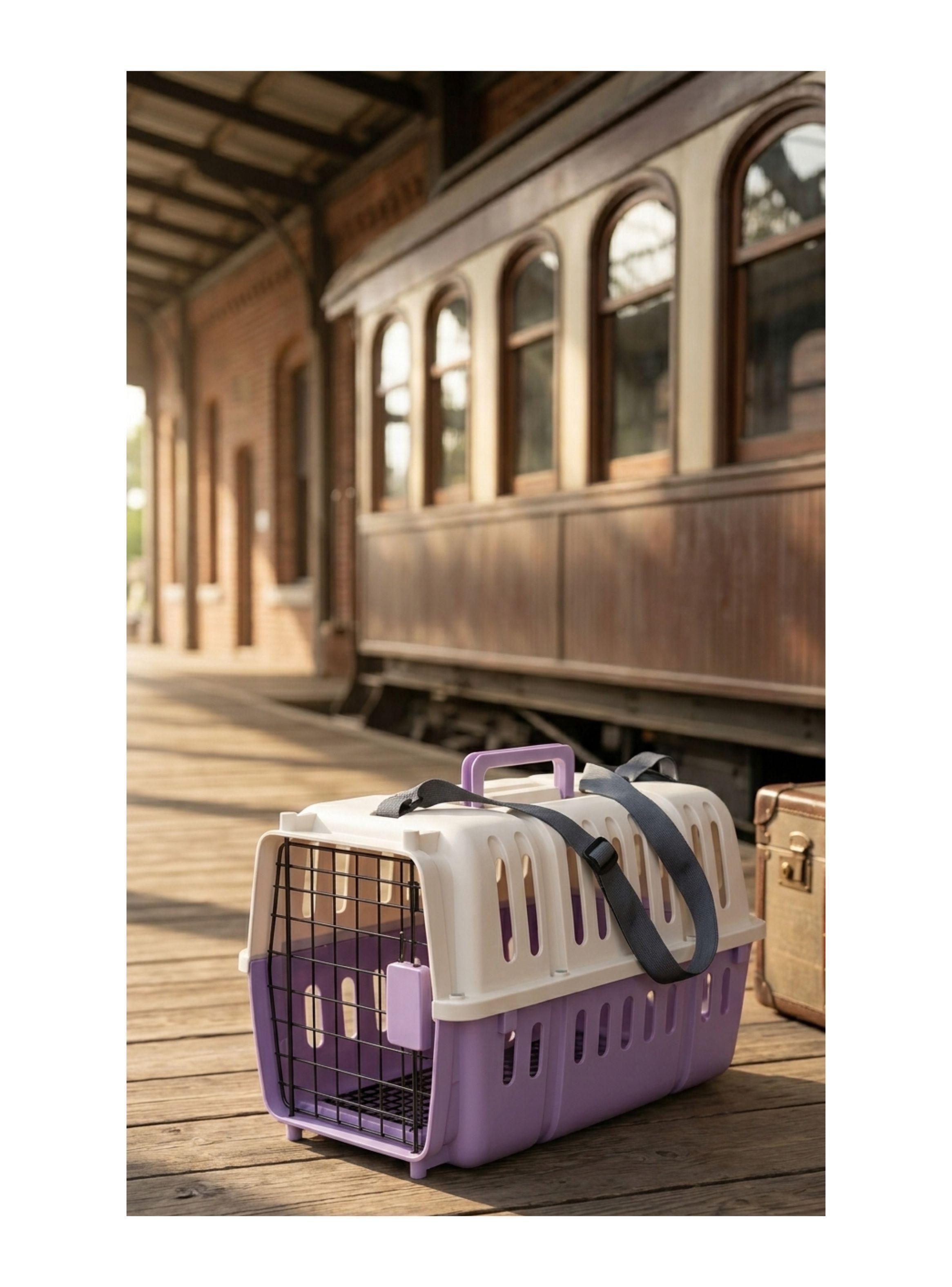 Transportador Canil para Mascota Plástica Rosa 31x46x31cm-3