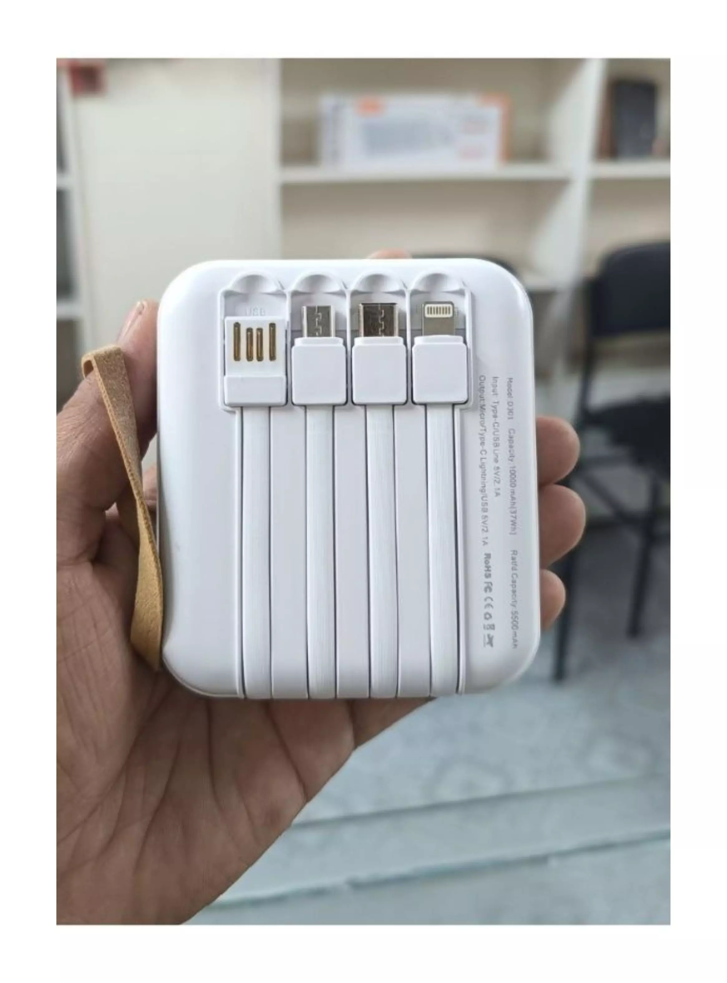 Power Bank Batería Portátil 10000mah Carga Rápida 4 Cables-2