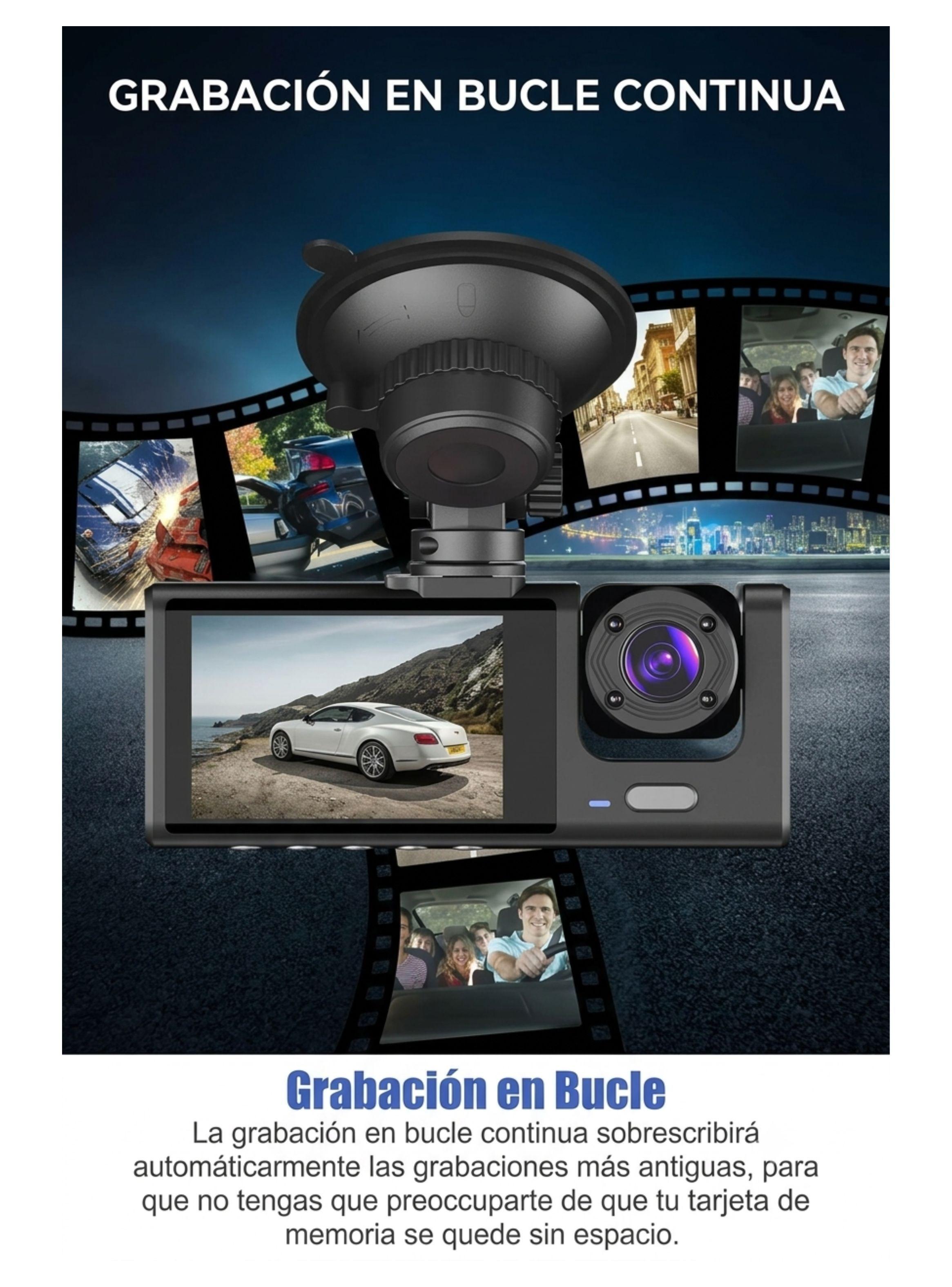 Cámara Para Auto Dash Cam Full HD Rotativa Grabadora DVR-3