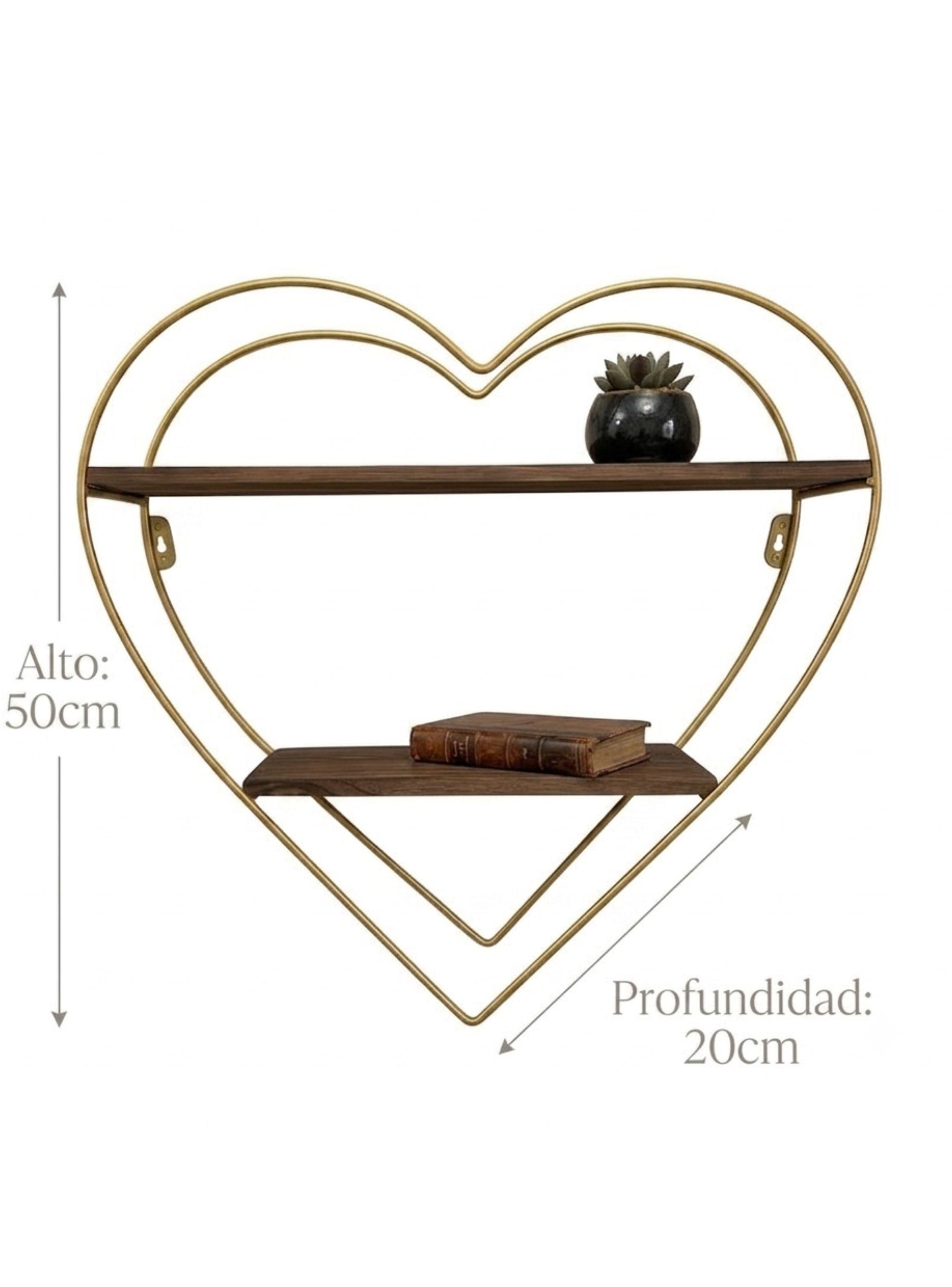 Estante Flotante Corazón Repisa Organizador Pared Dorado-1