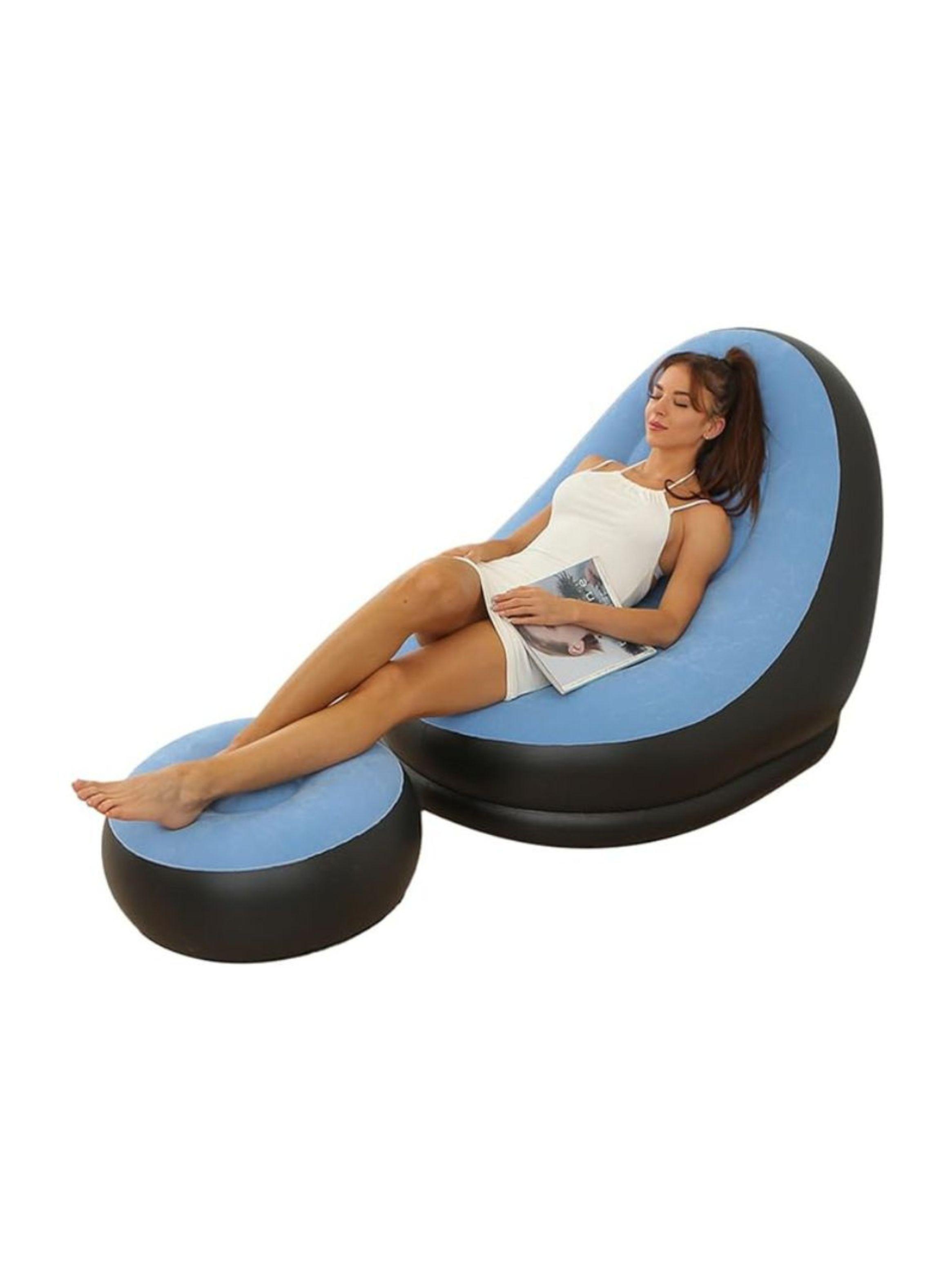 Sofá Sillón Inflable con Reposapiés Portátil y Confortable-0
