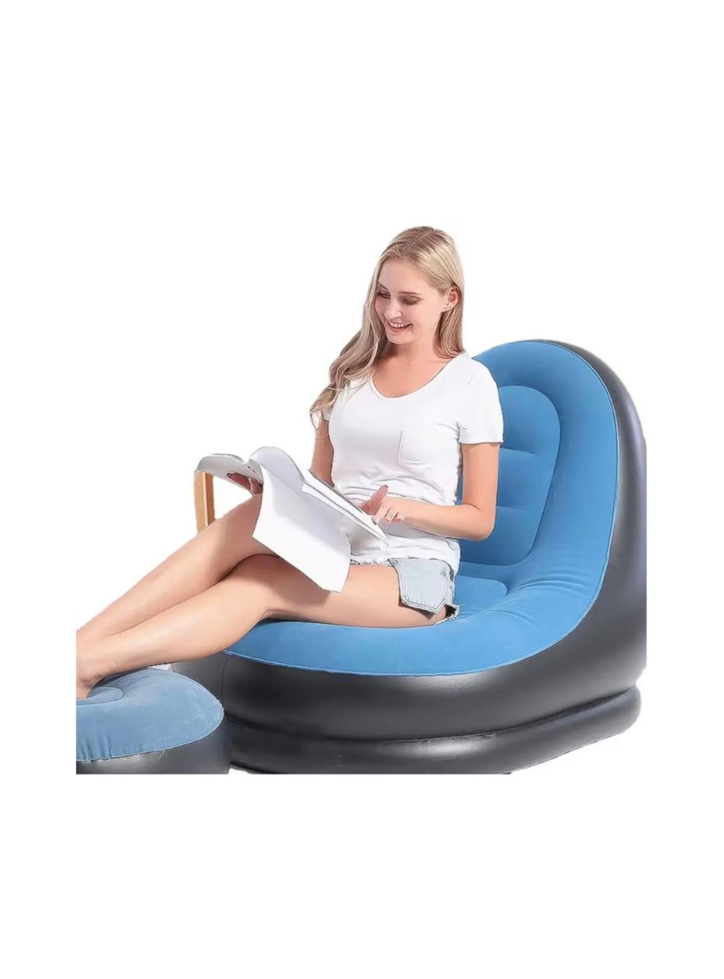 Sofá Sillón Inflable con Reposapiés Portátil y Confortable-3