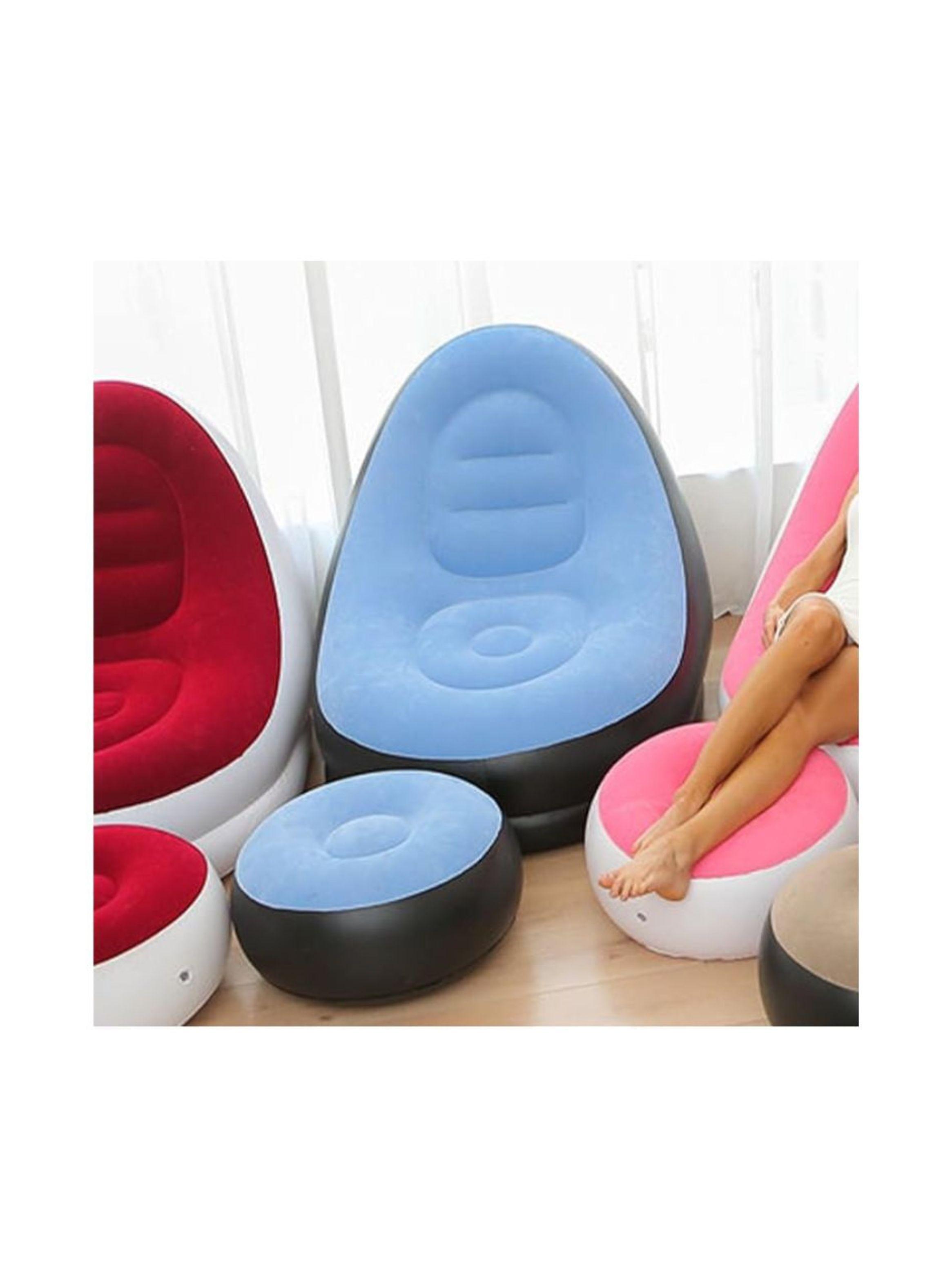 Sofá Sillón Inflable con Reposapiés Portátil y Confortable-4