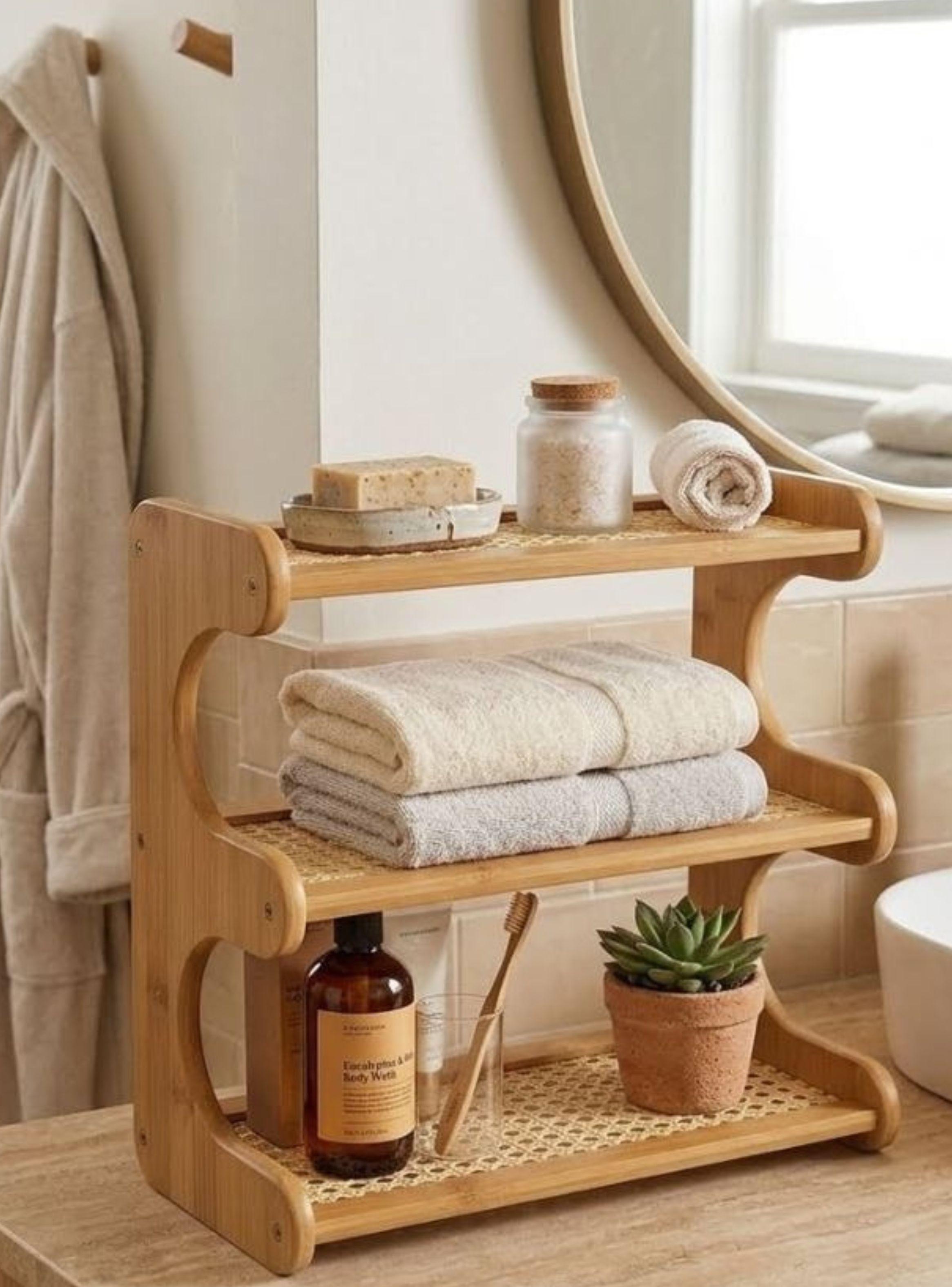 Organizador De Bano De Bambu Repisa 3 Niveles Multifuncional-1