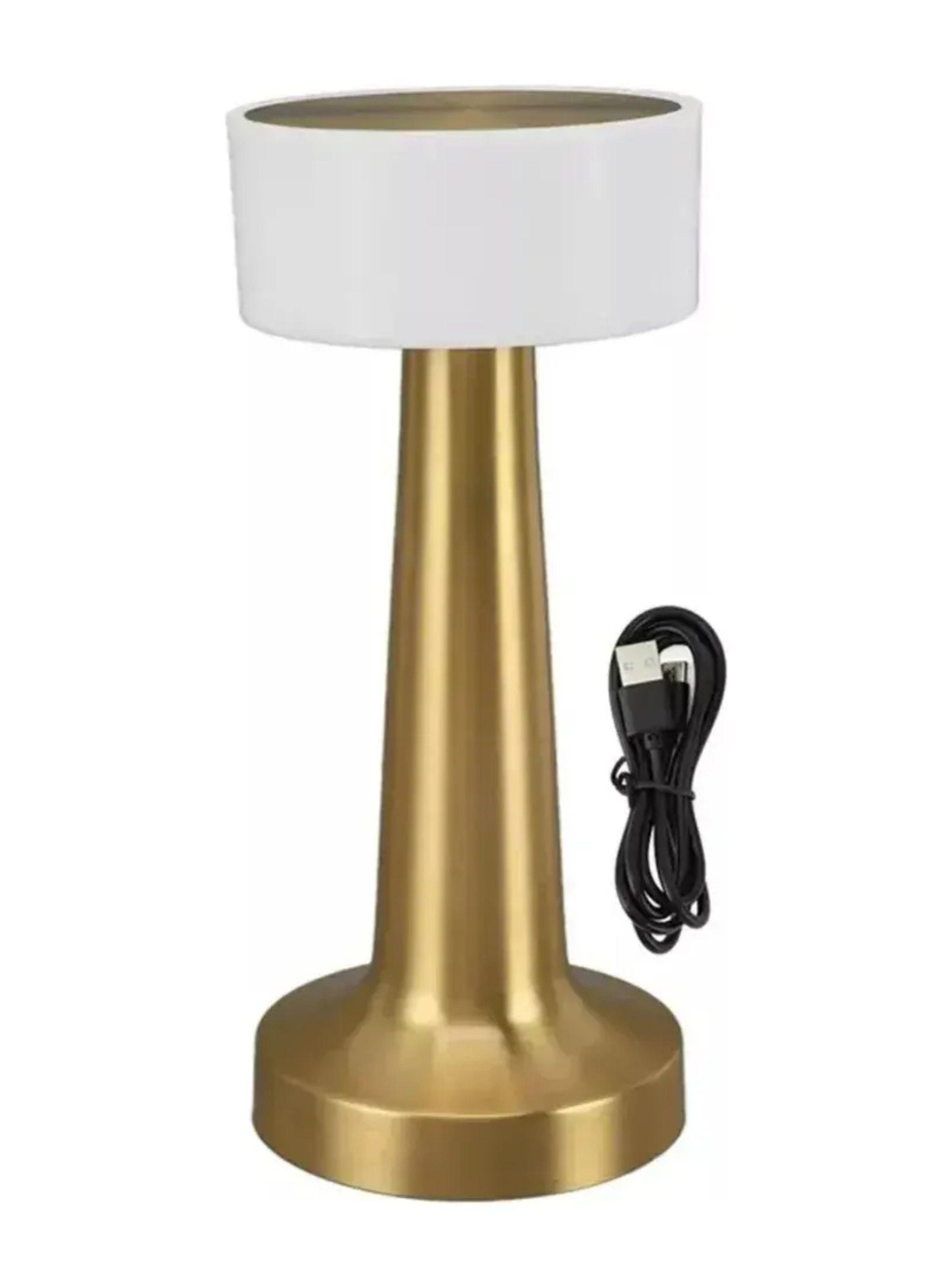 Lámpara Mesa Led Recargable Táctil Inalámbrica Dorada-2
