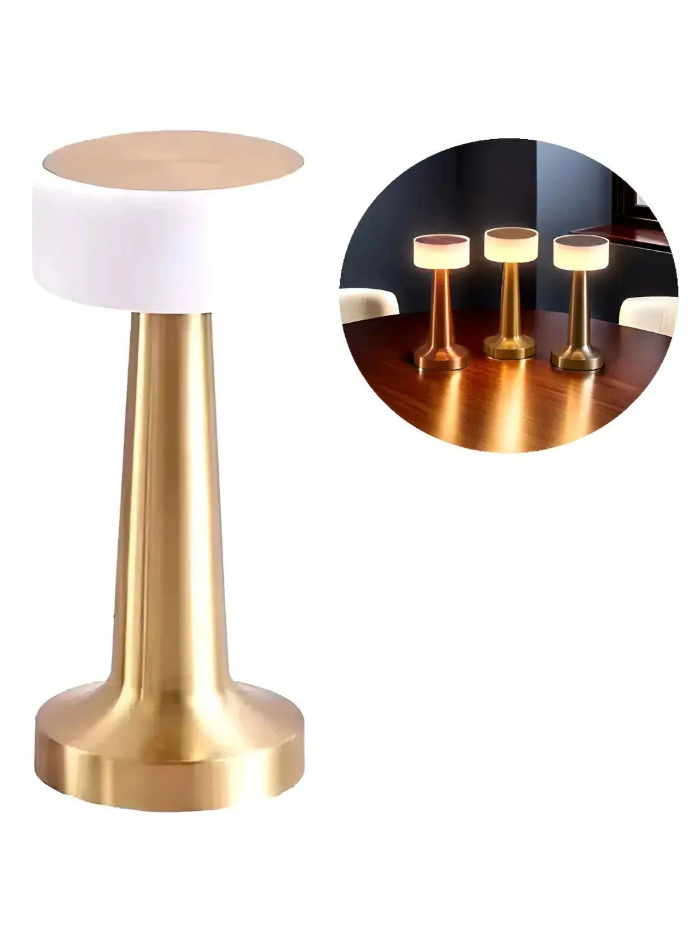 Lámpara Mesa Led Recargable Táctil Inalámbrica Dorada-3