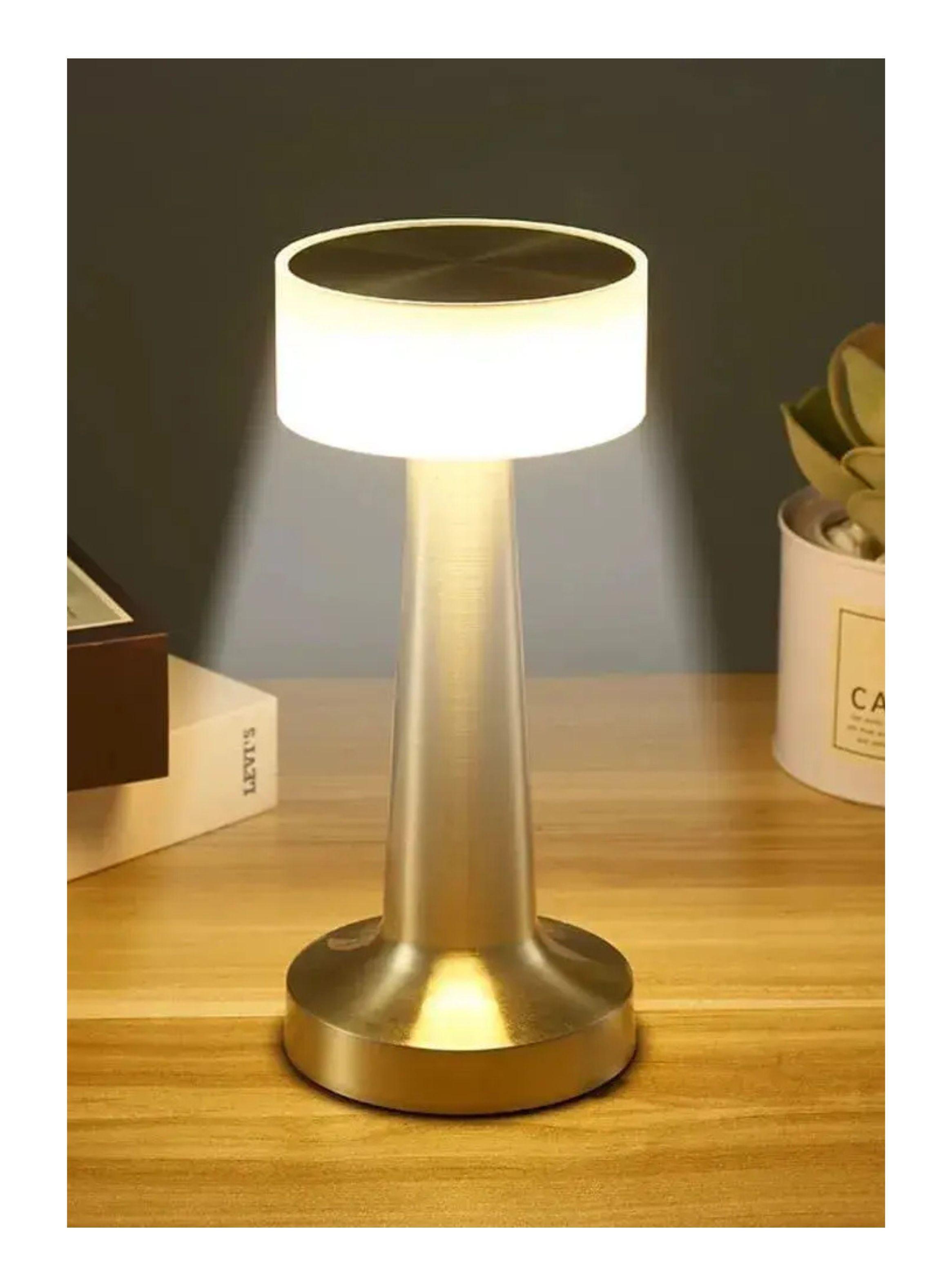 Lámpara Mesa Led Recargable Táctil Inalámbrica Dorada-4
