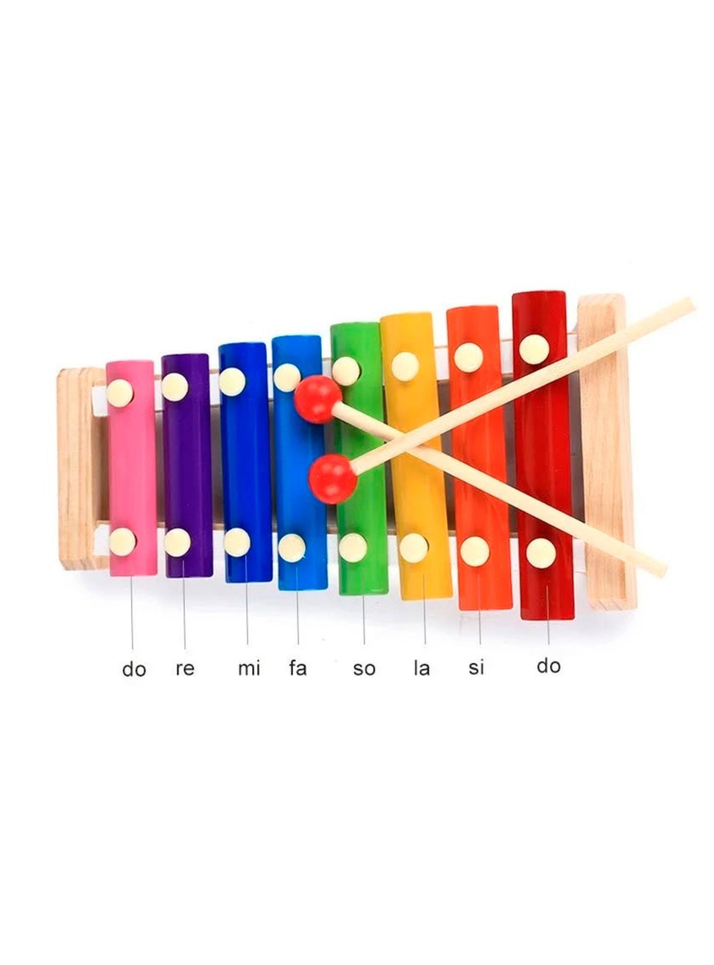 Xilófono Musical Infantil De Madera 8 Notas Coloridas-3