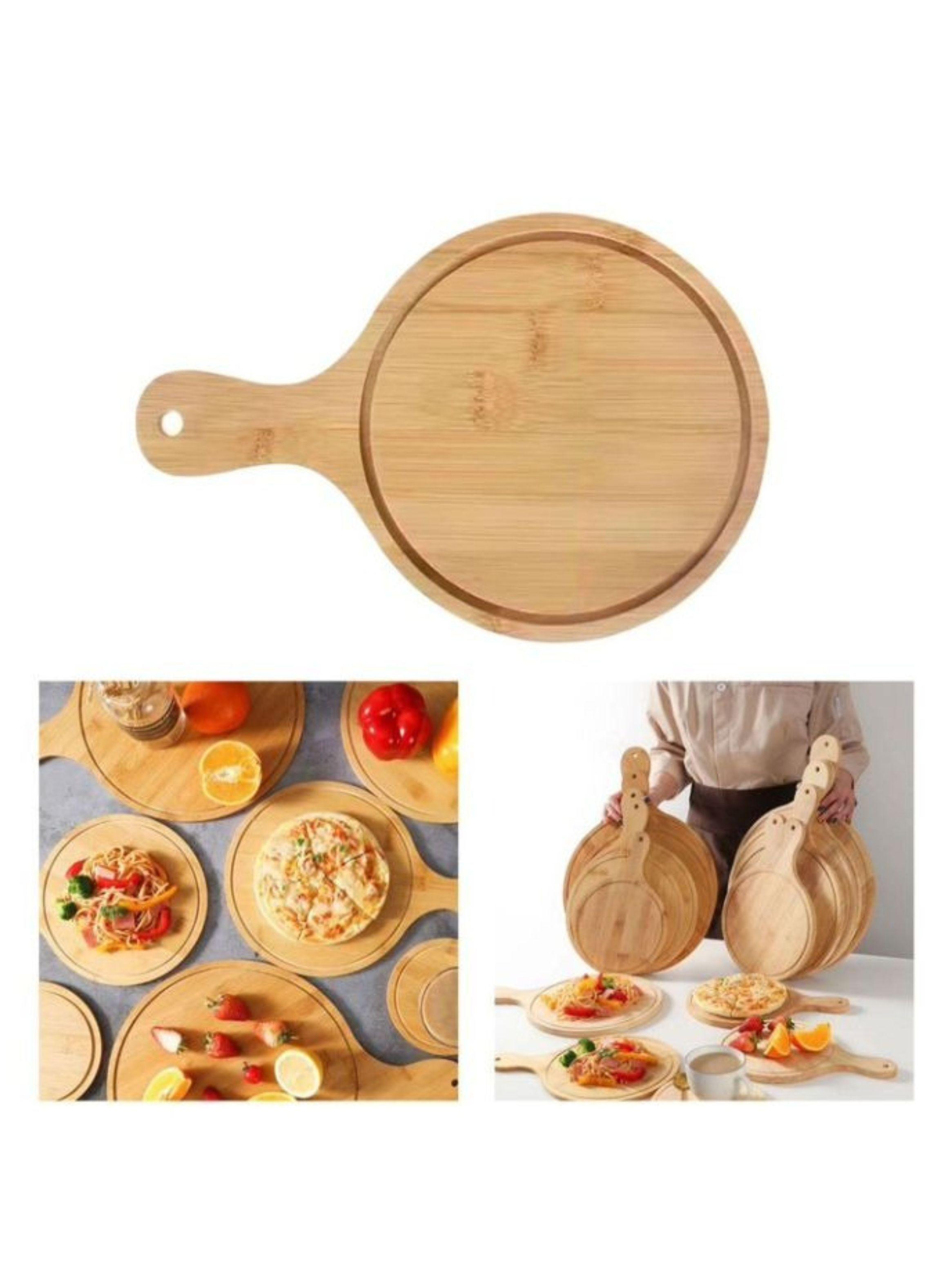 Tabla De Madera Para Pizza Y Picoteo 18x26cm Bambú -2