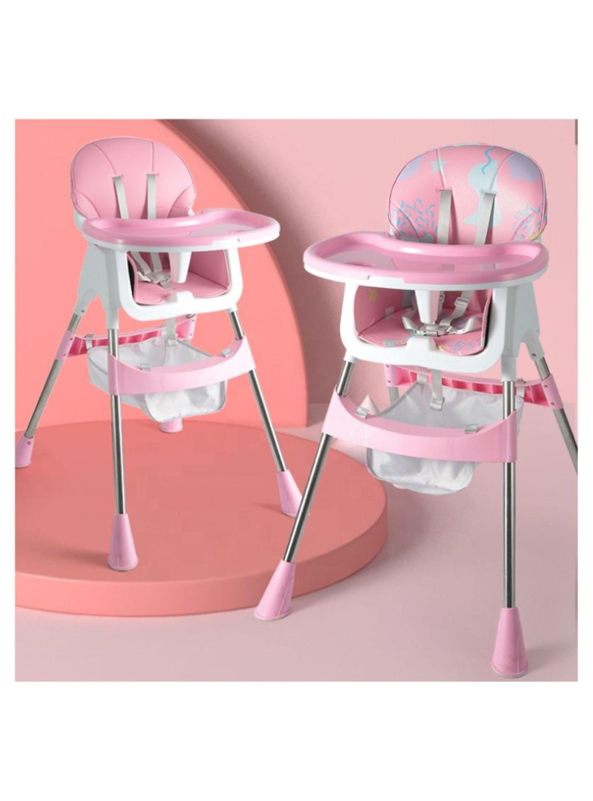 Silla Comedor Portátil Infantil 2 En 1 Plegable Rosa-2