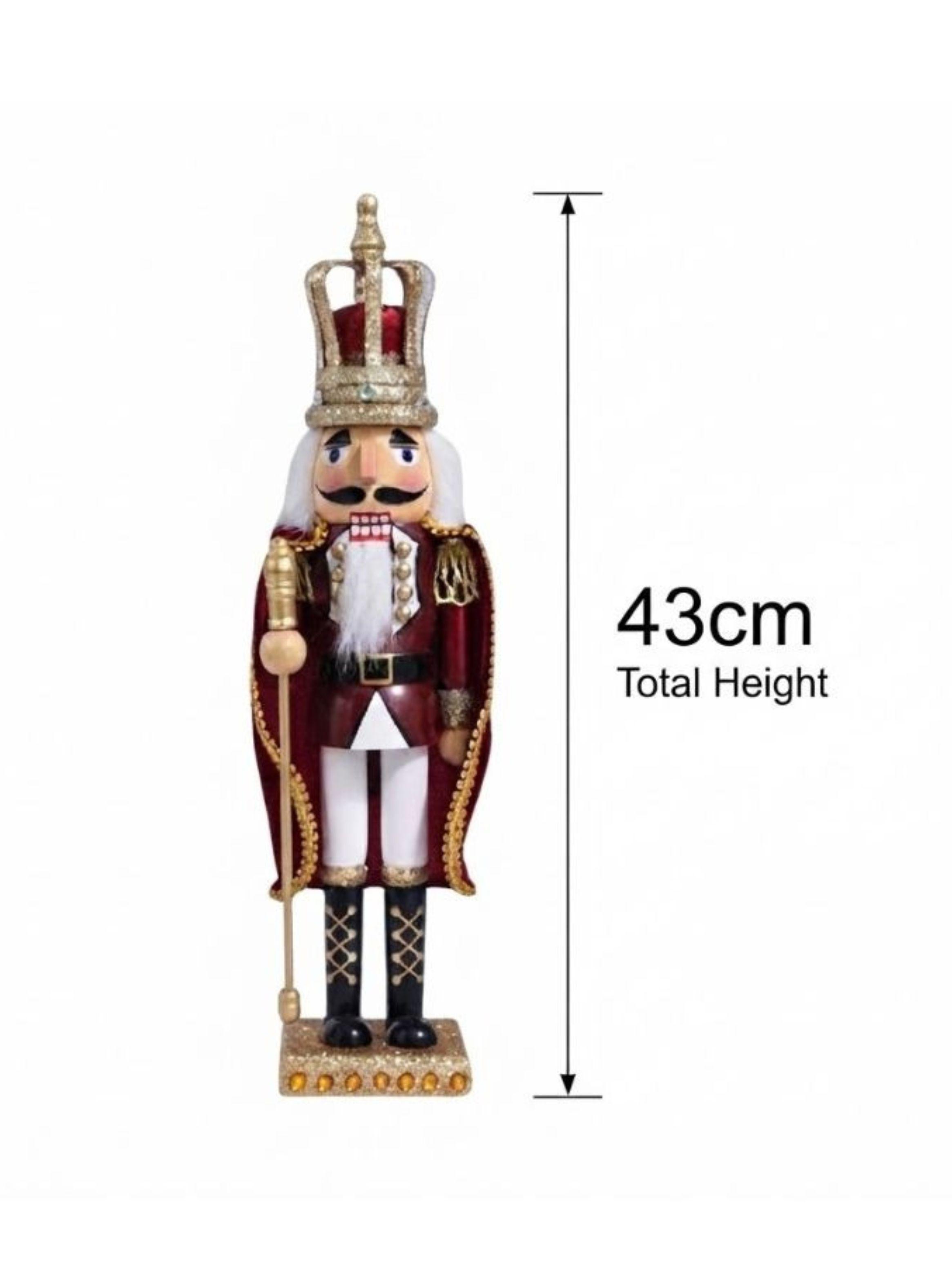Cascanueces Navideño Decorativo Con Corona Y Bastón 43cm-1