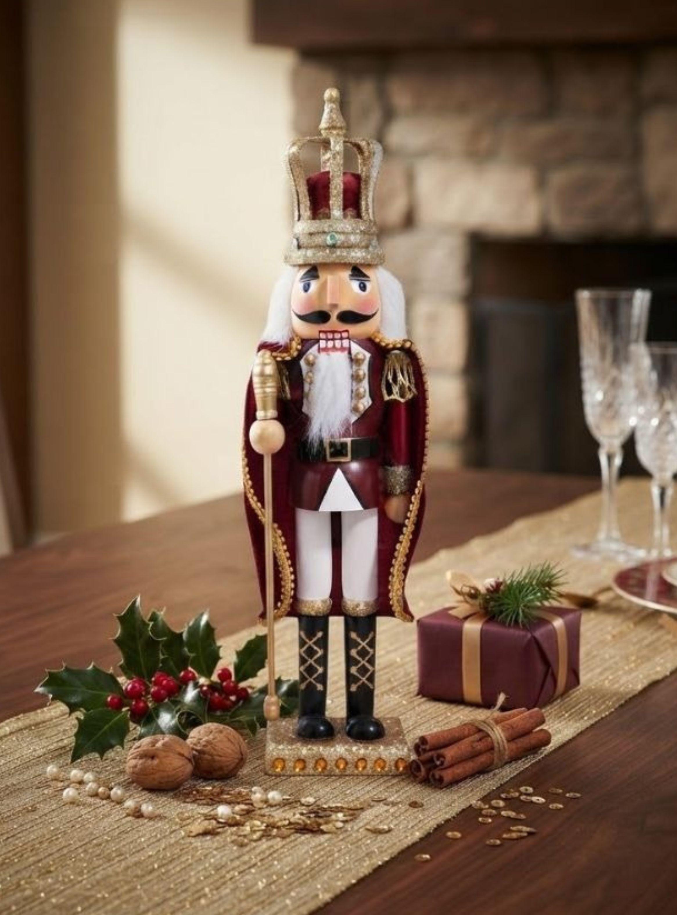 Cascanueces Navideño Decorativo Con Corona Y Bastón 43cm-4