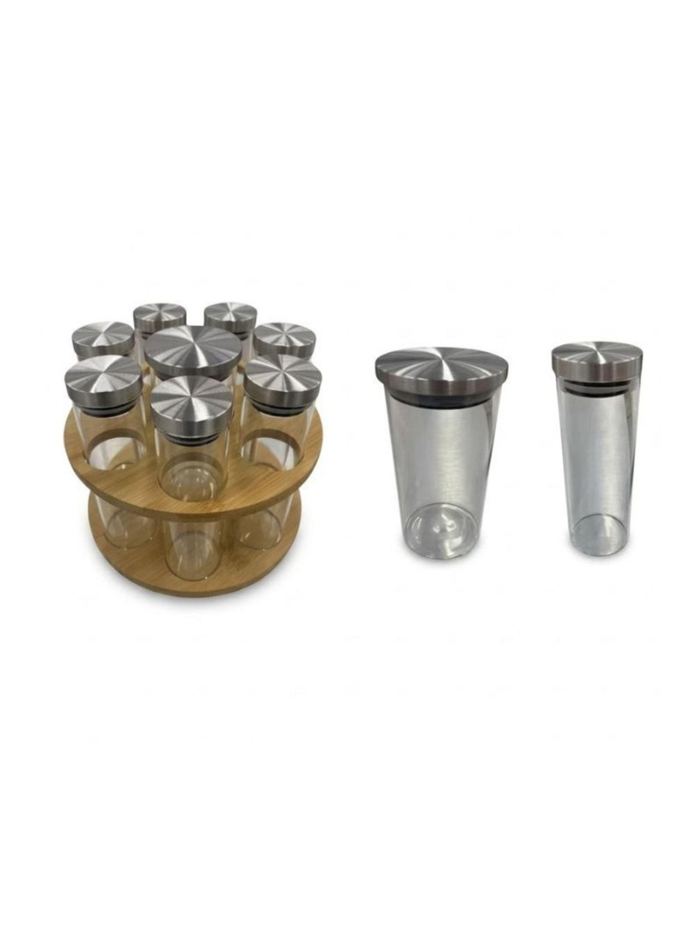 Organizador Especias Giratorio Bambú 8 Frascos Cocina-2