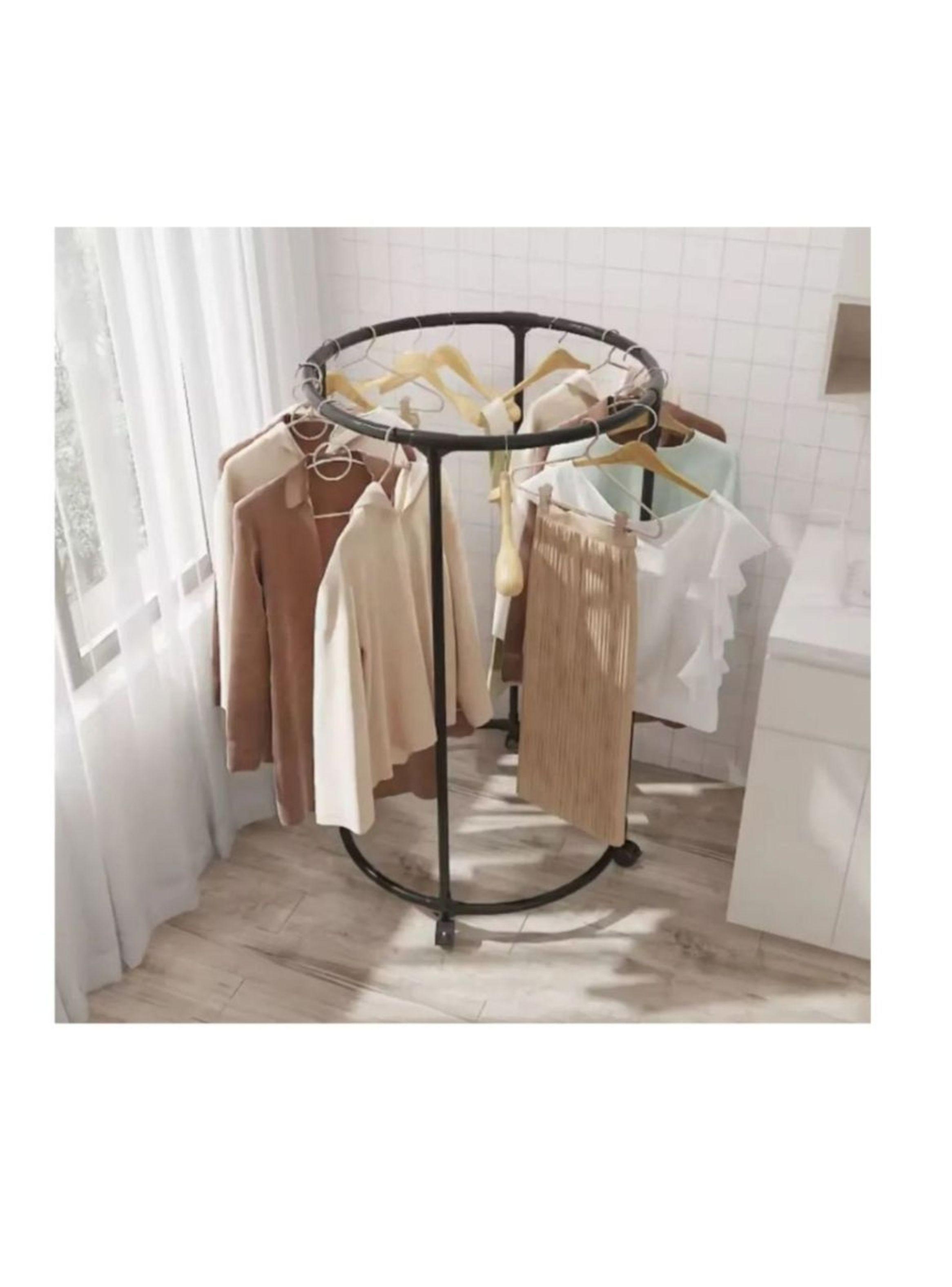 Perchero Giratorio Exhibidor Organizador Colgador De Ropa Negro 130X75 Cm-2