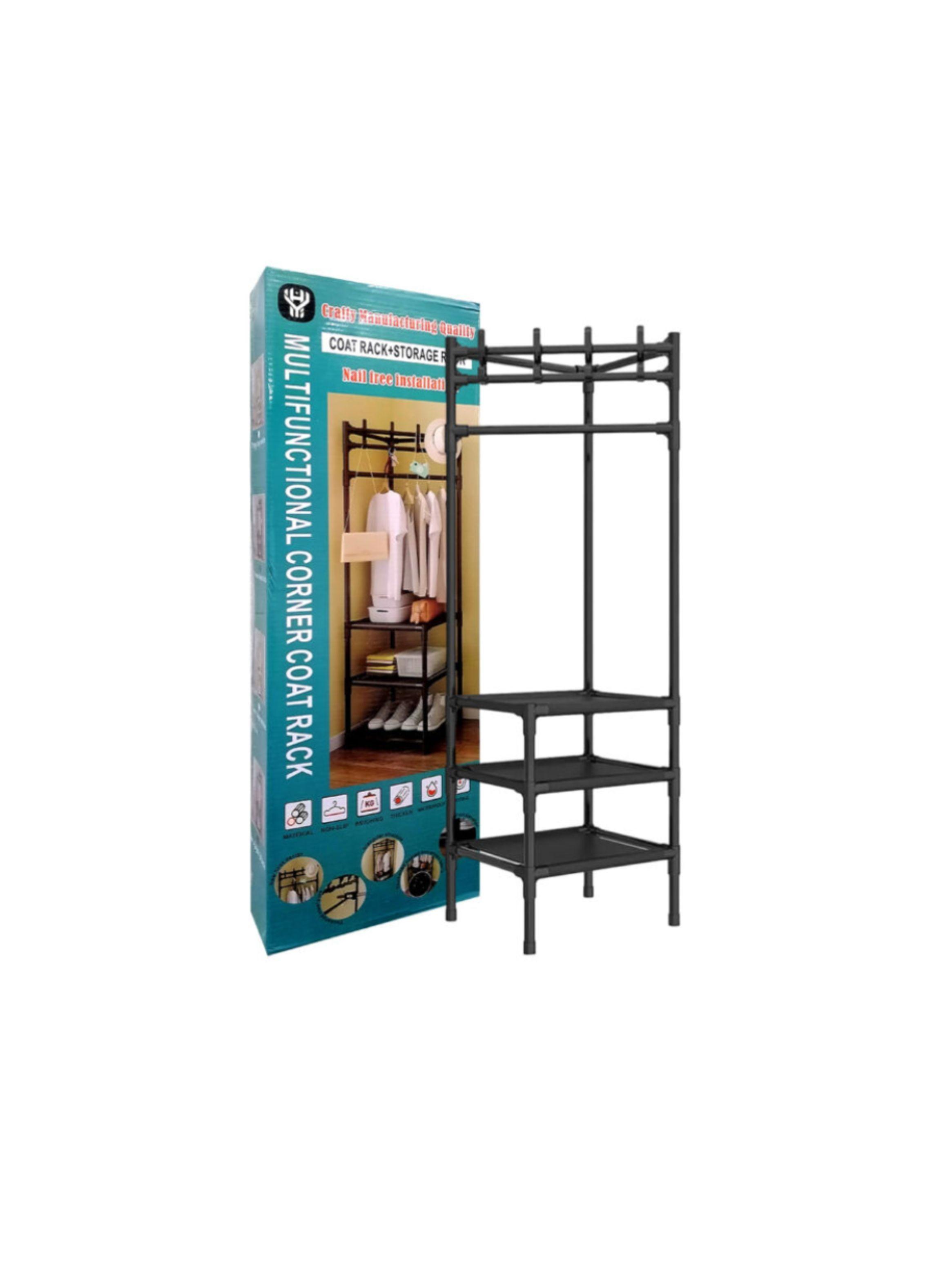 Organizador multifuncional metálico 3 niveles perchero ropa-2