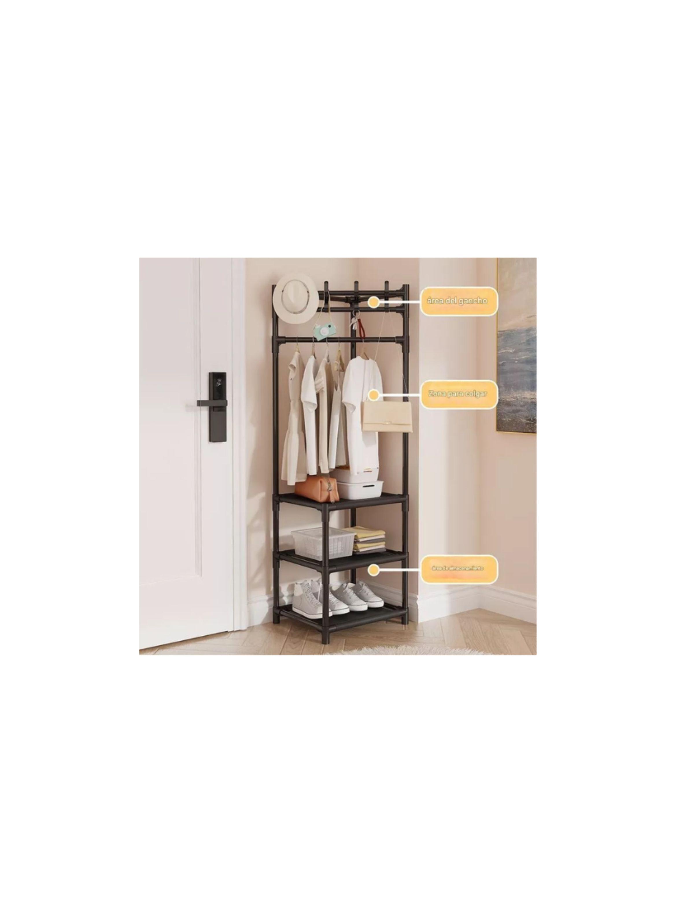 Organizador multifuncional metálico 3 niveles perchero ropa-3