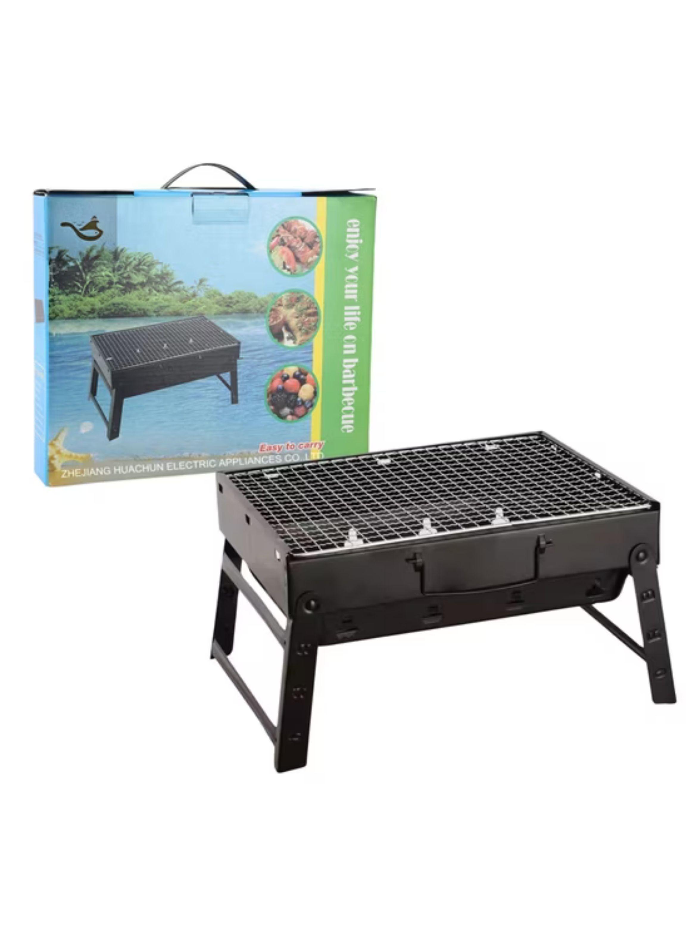 Parrilla Portátil A Carbón Plegable Para Camping Y Asado 36x29cm-0