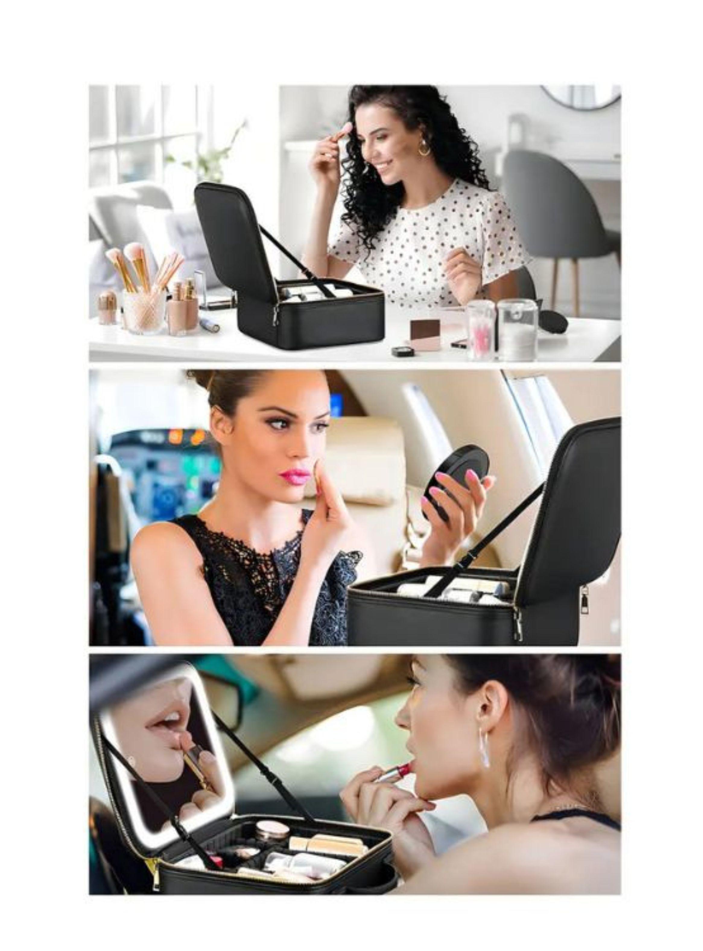 Maletin Maquillaje Con Espejo Led Organizador Portatil-5