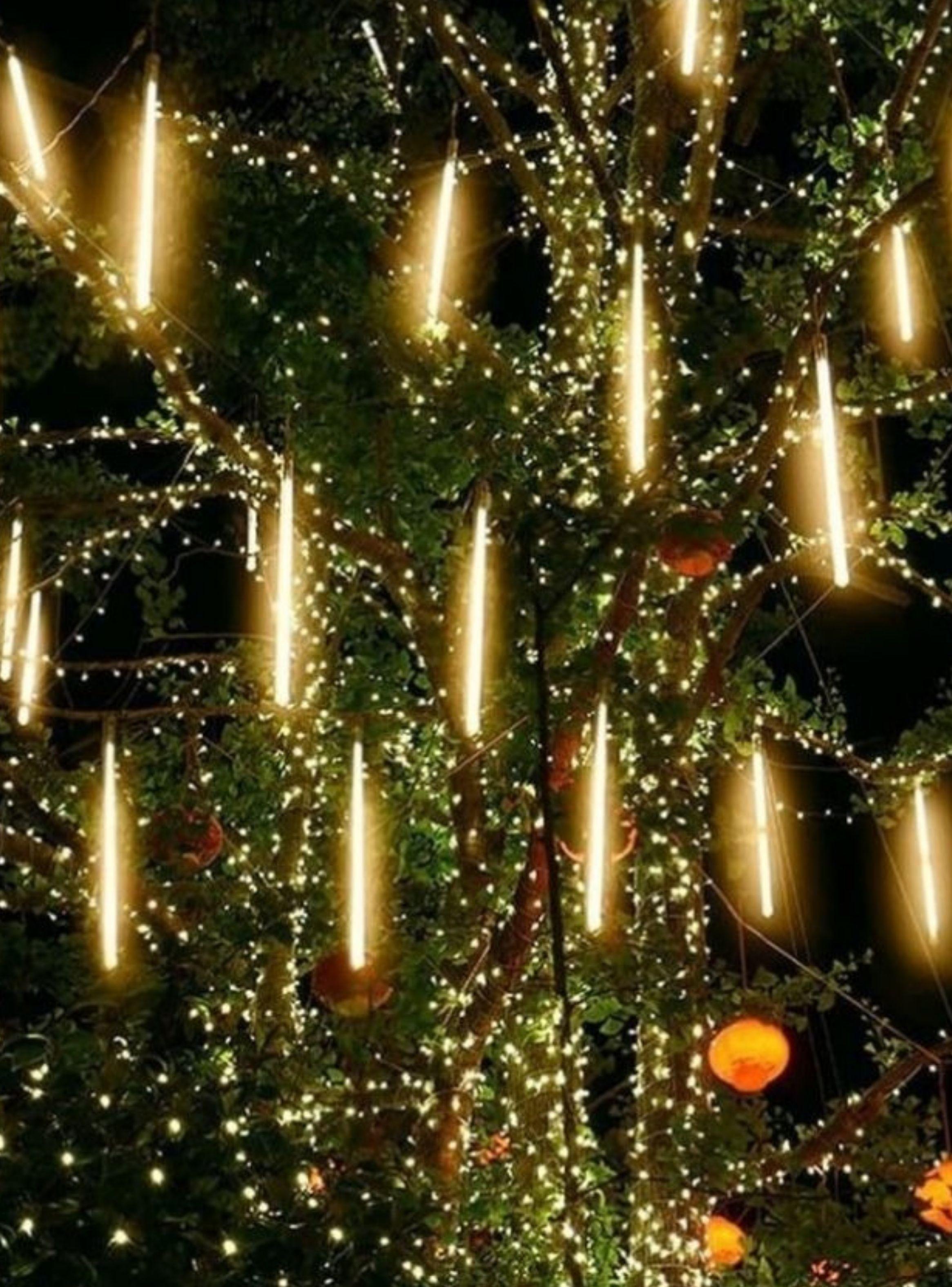 Luces Led Lluvia De Meteoros Navidad Cascada Tubos Calido-3