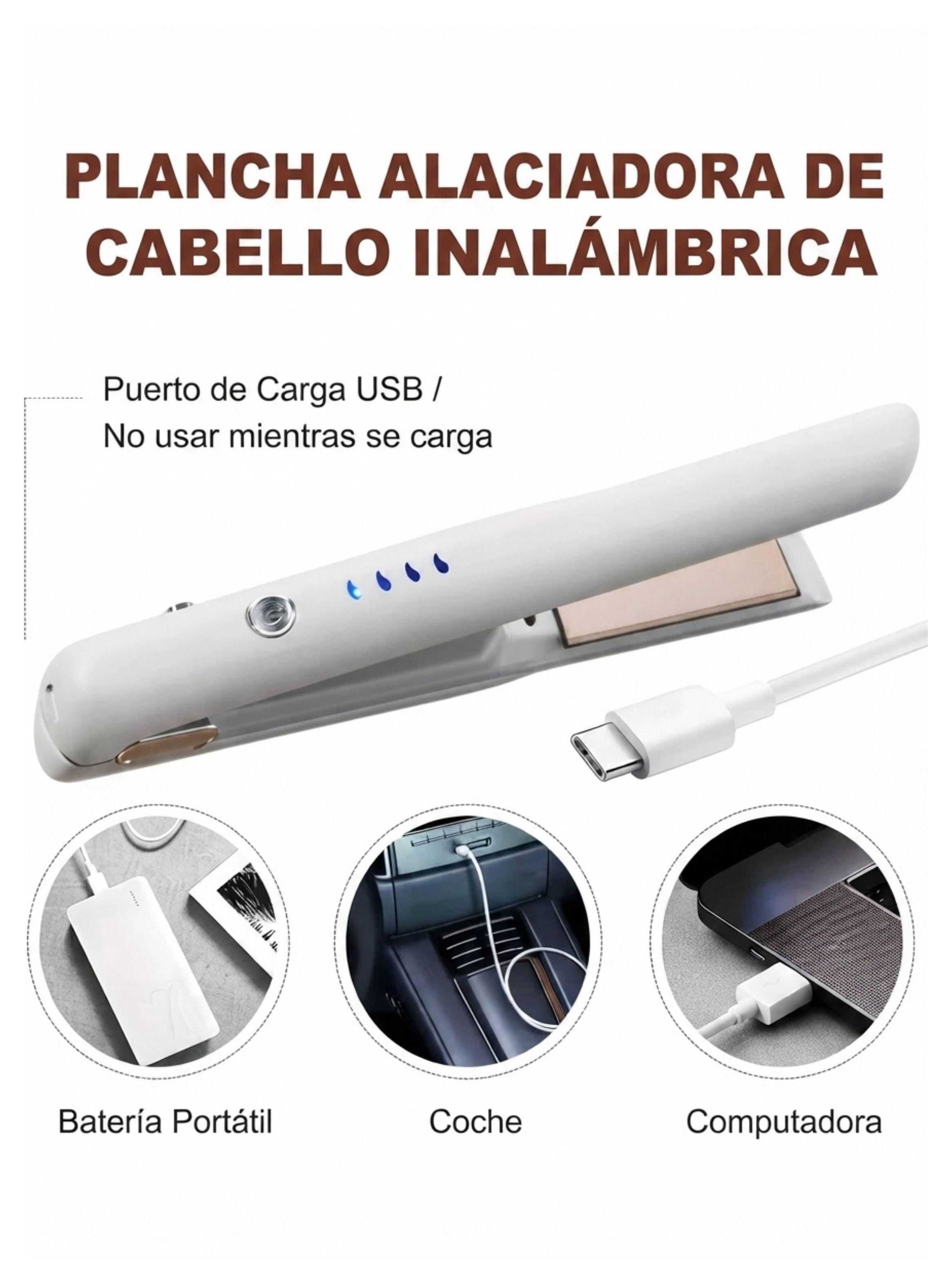 Plancha Alisadora Rizadora Inal mbrica Mini Recargable USB Cer mica 2 En 1-2
