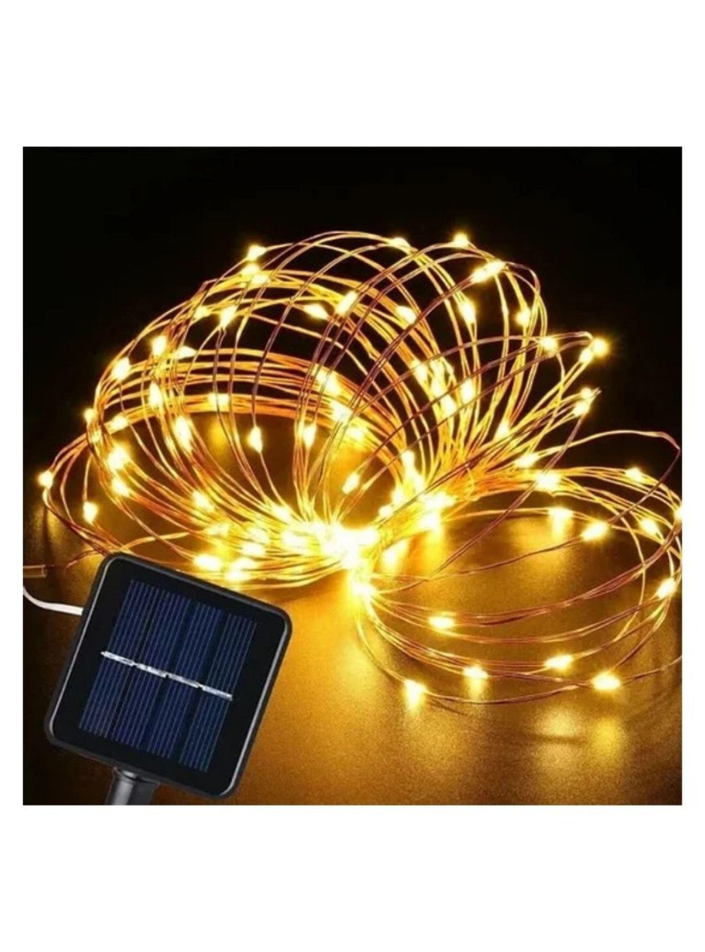 Luces Hadas Navidad Decorativas 20m Solares Calidas-2