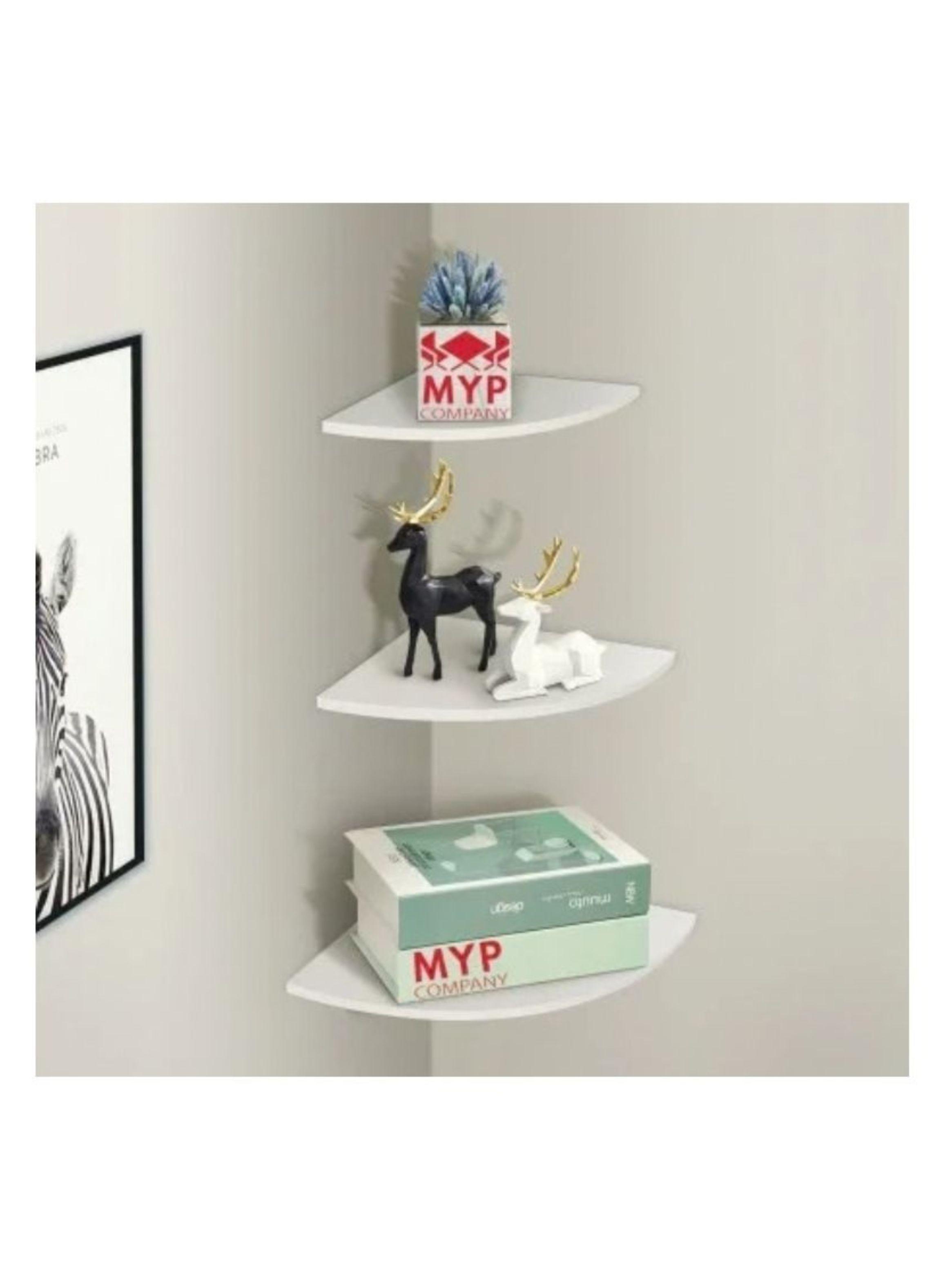 Repisa Esquinera Flotante Decorativa Blanca 45cmx30xc3.8cm-3