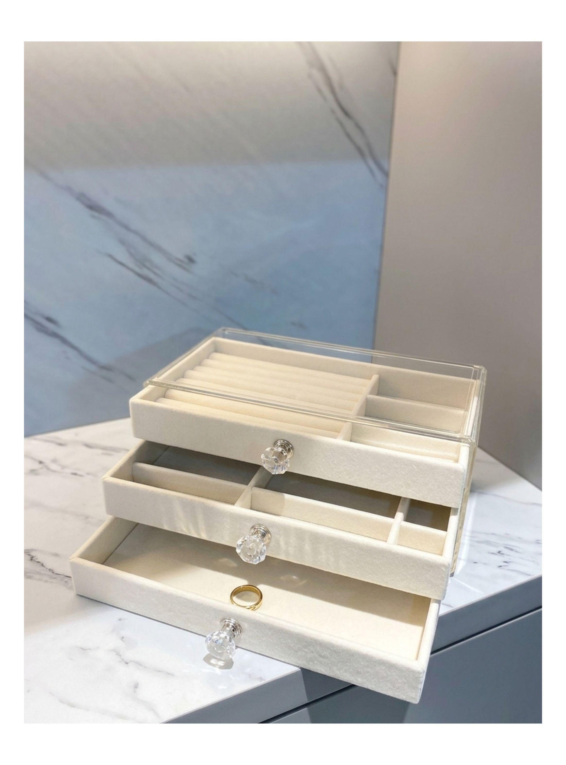  Joyero Organizador Acrílico 3 Niveles Caja De Joyas Terciopelo-4