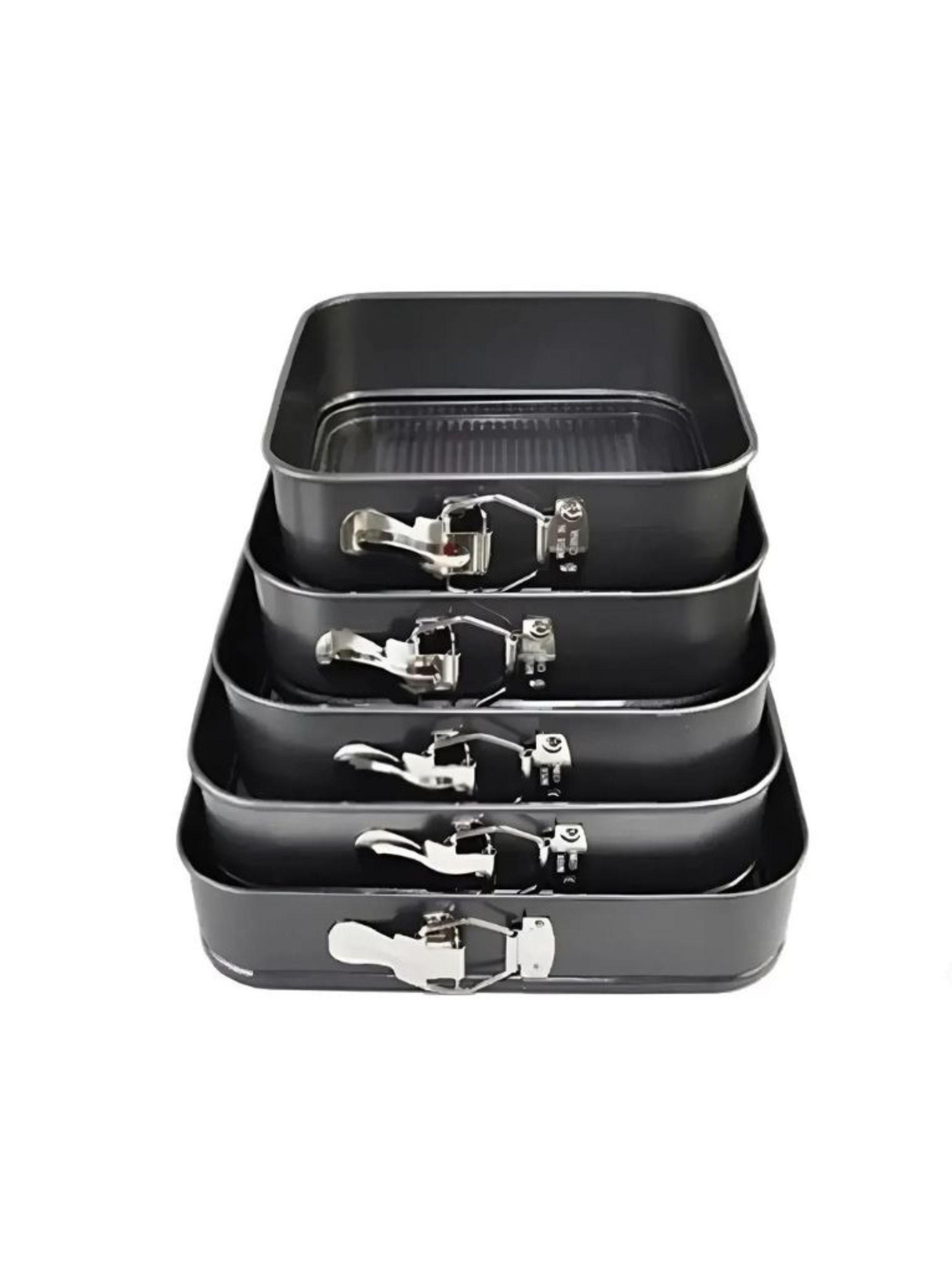 Set 5 Moldes Cuadrados Desmontables Antiadherentes Para Tortas Y Repostería-0