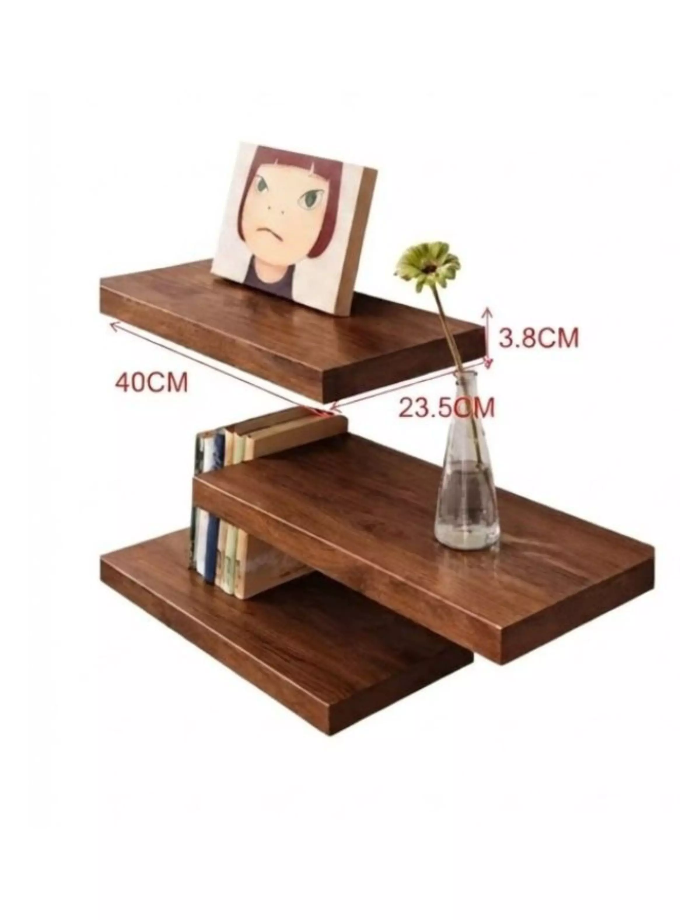 Repisa Flotante Minimalista Madera Caoba 40cm-2