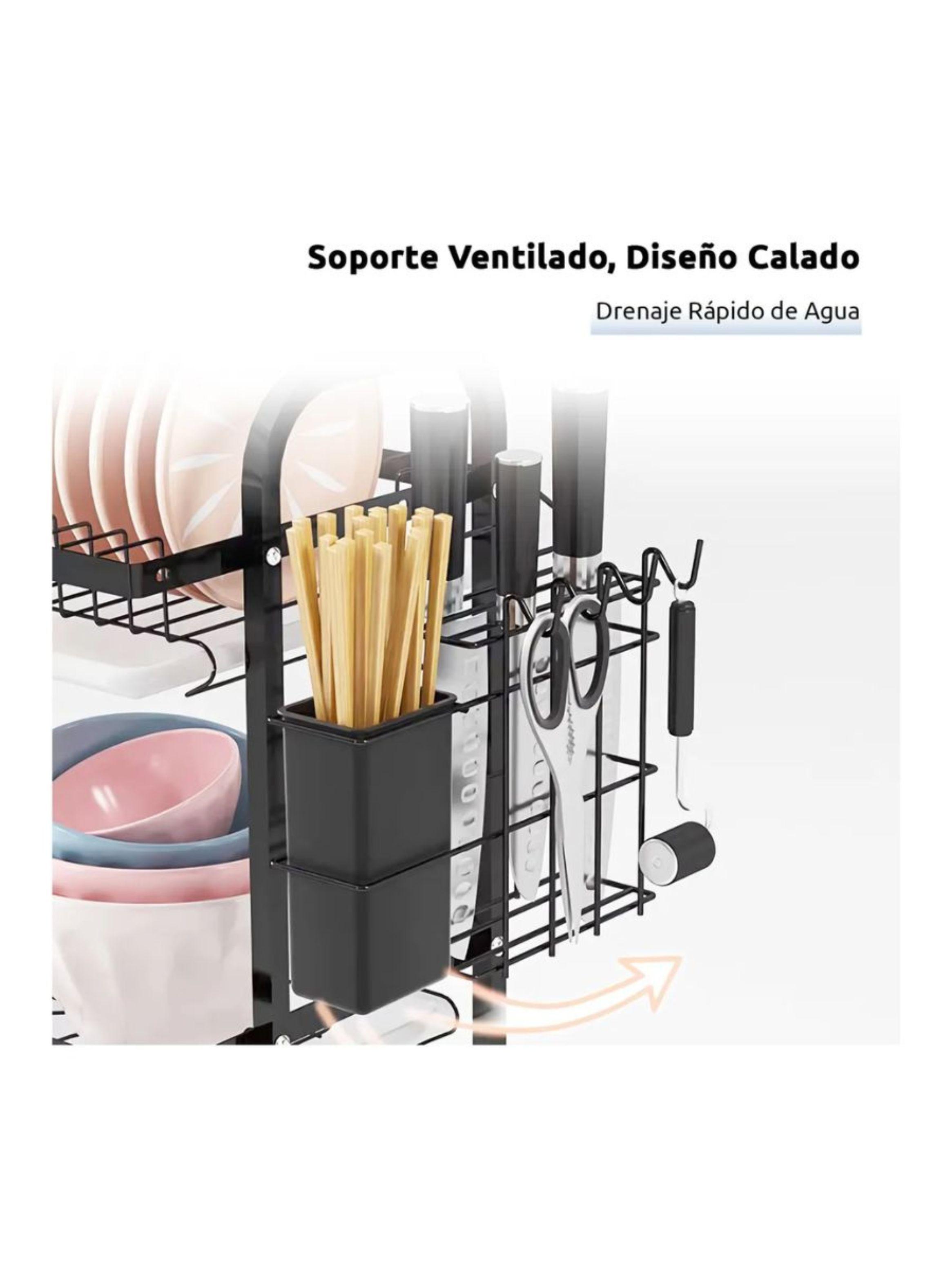 Secador Escurridor De Platos Loza Vajilla 2 Niveles Cocina-4